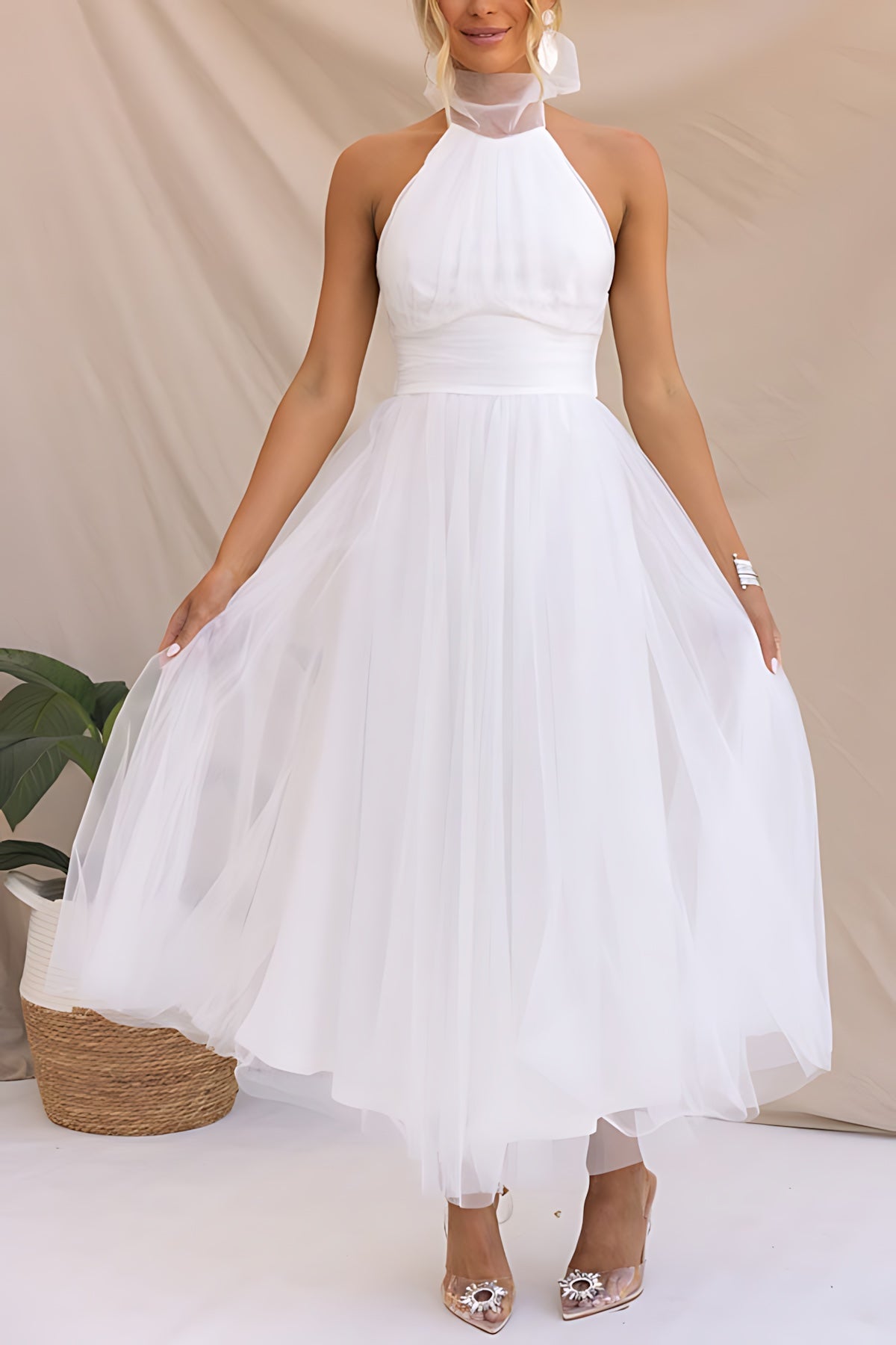 Marlowe – Tulle Halter Wedding Guest Midi Dress