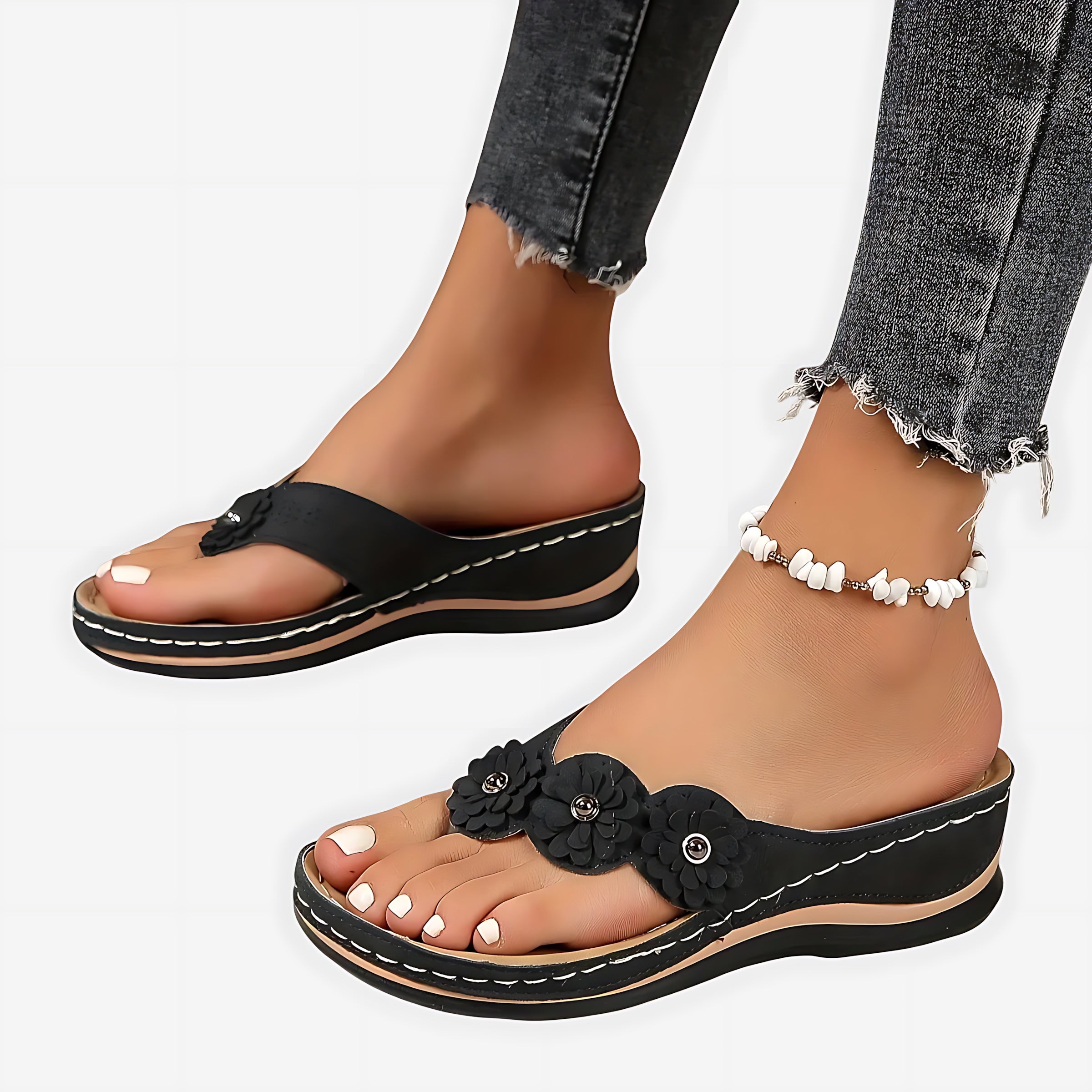 Mary – Woven Wedge Thong Sandals