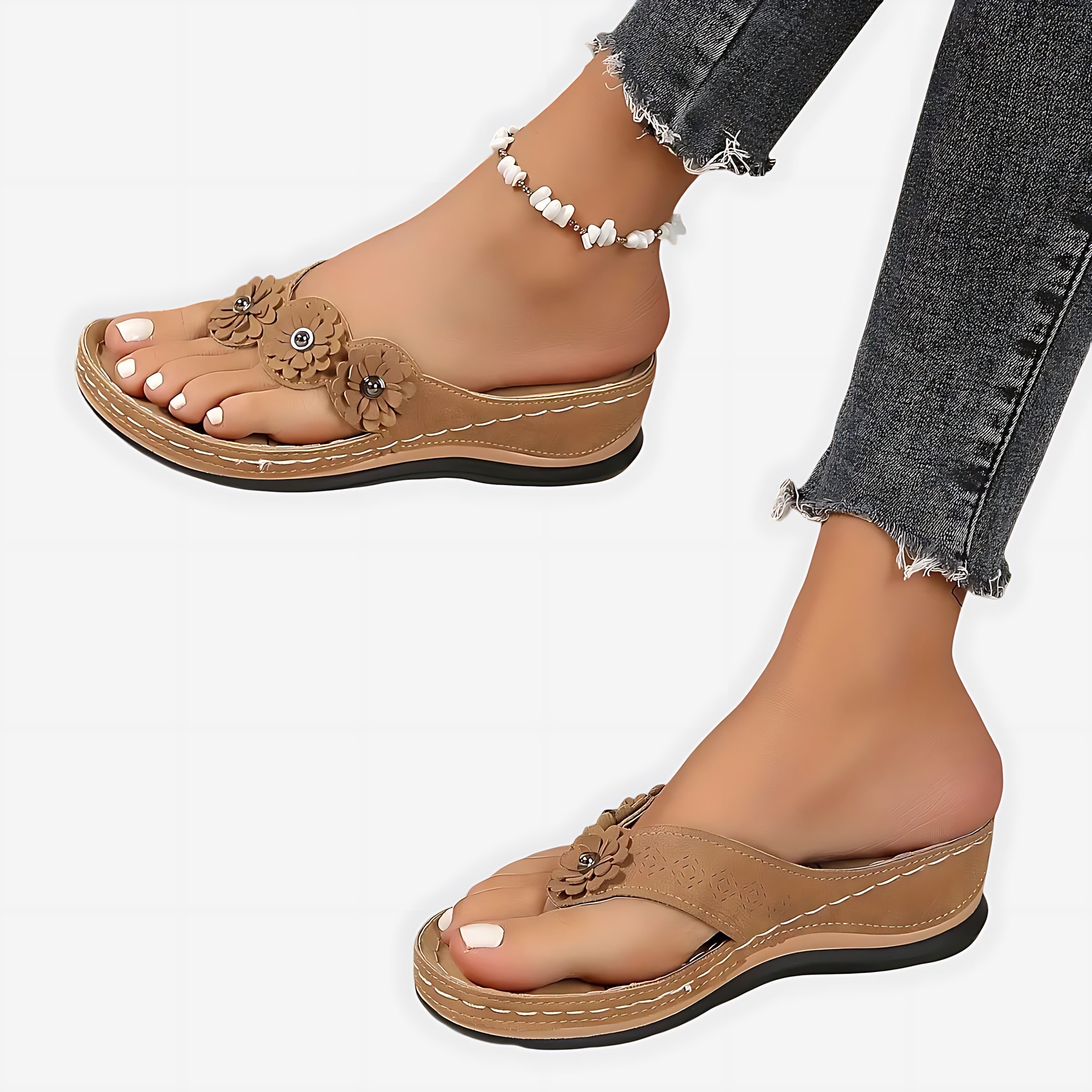 Mary – Woven Wedge Thong Sandals