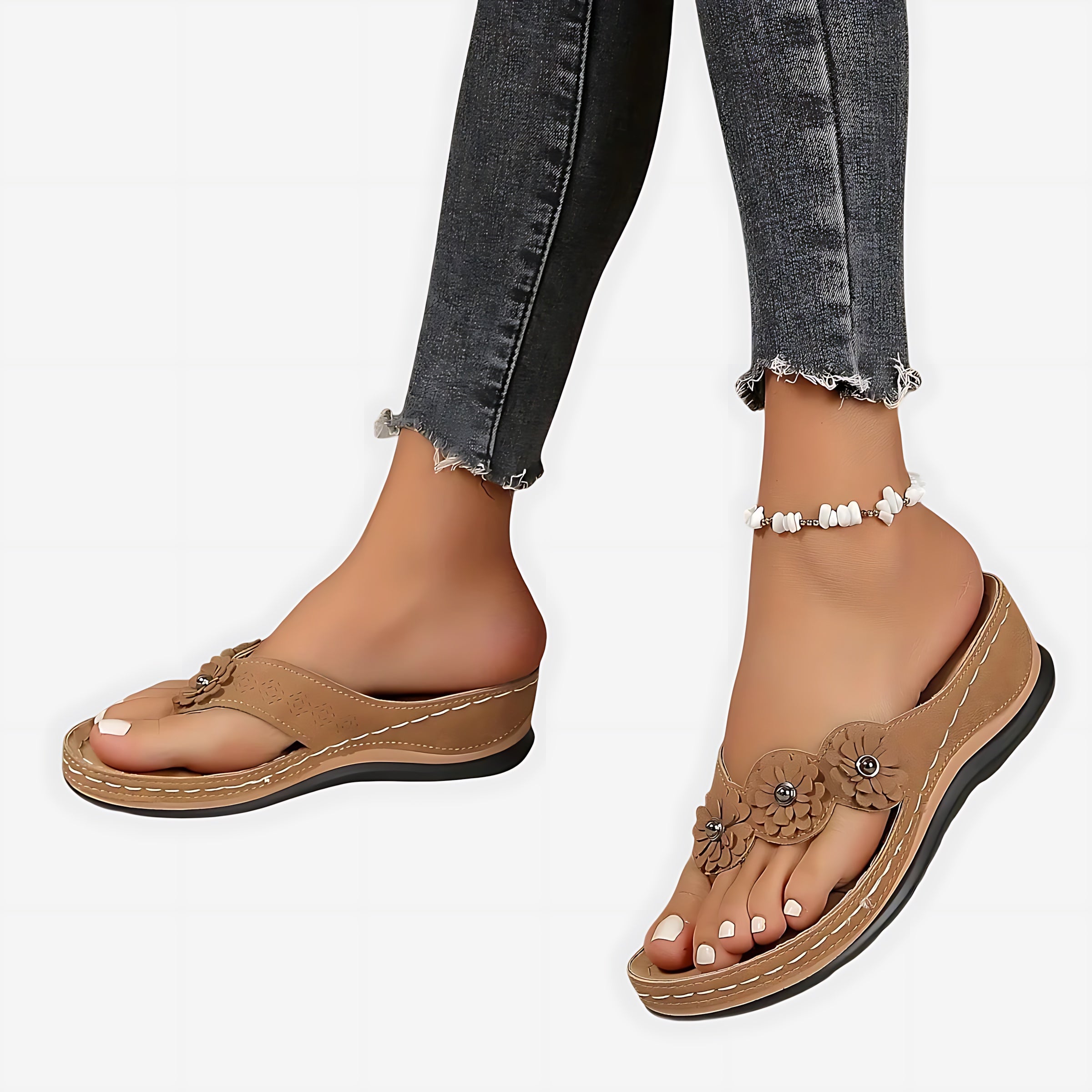 Mary – Woven Wedge Thong Sandals