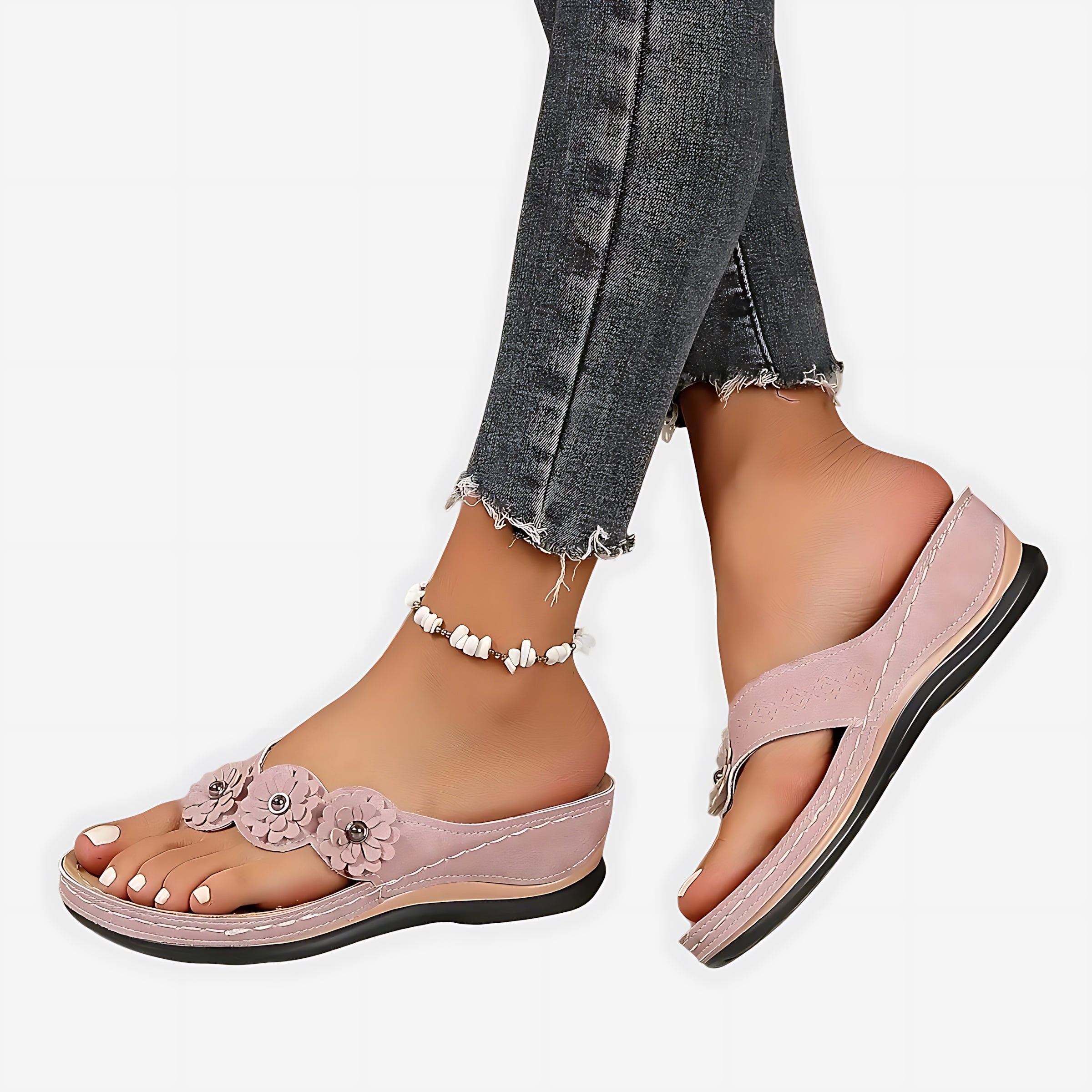 Mary – Woven Wedge Thong Sandals