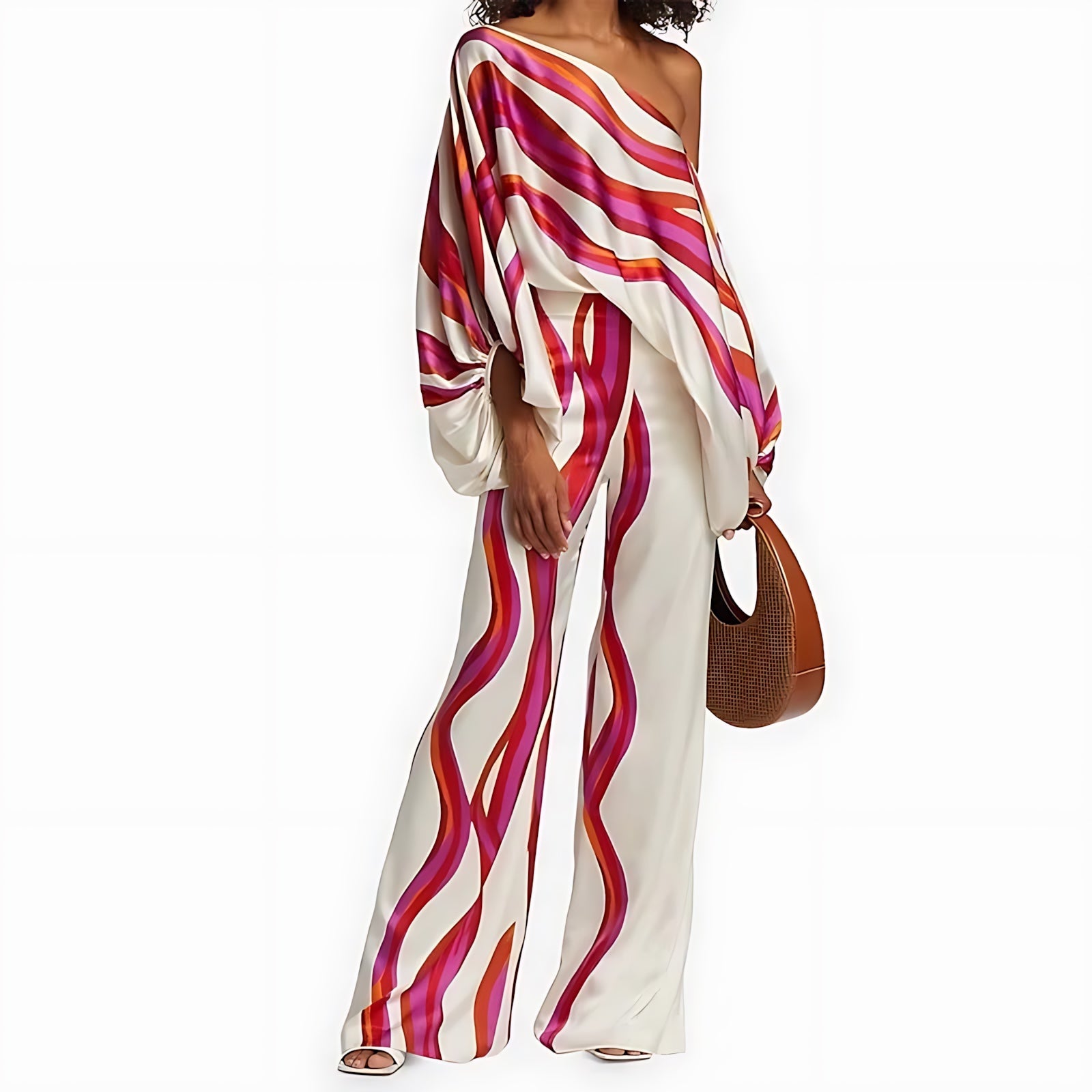 Matilda – Abstract Print Top and Wide Leg Pants Set
