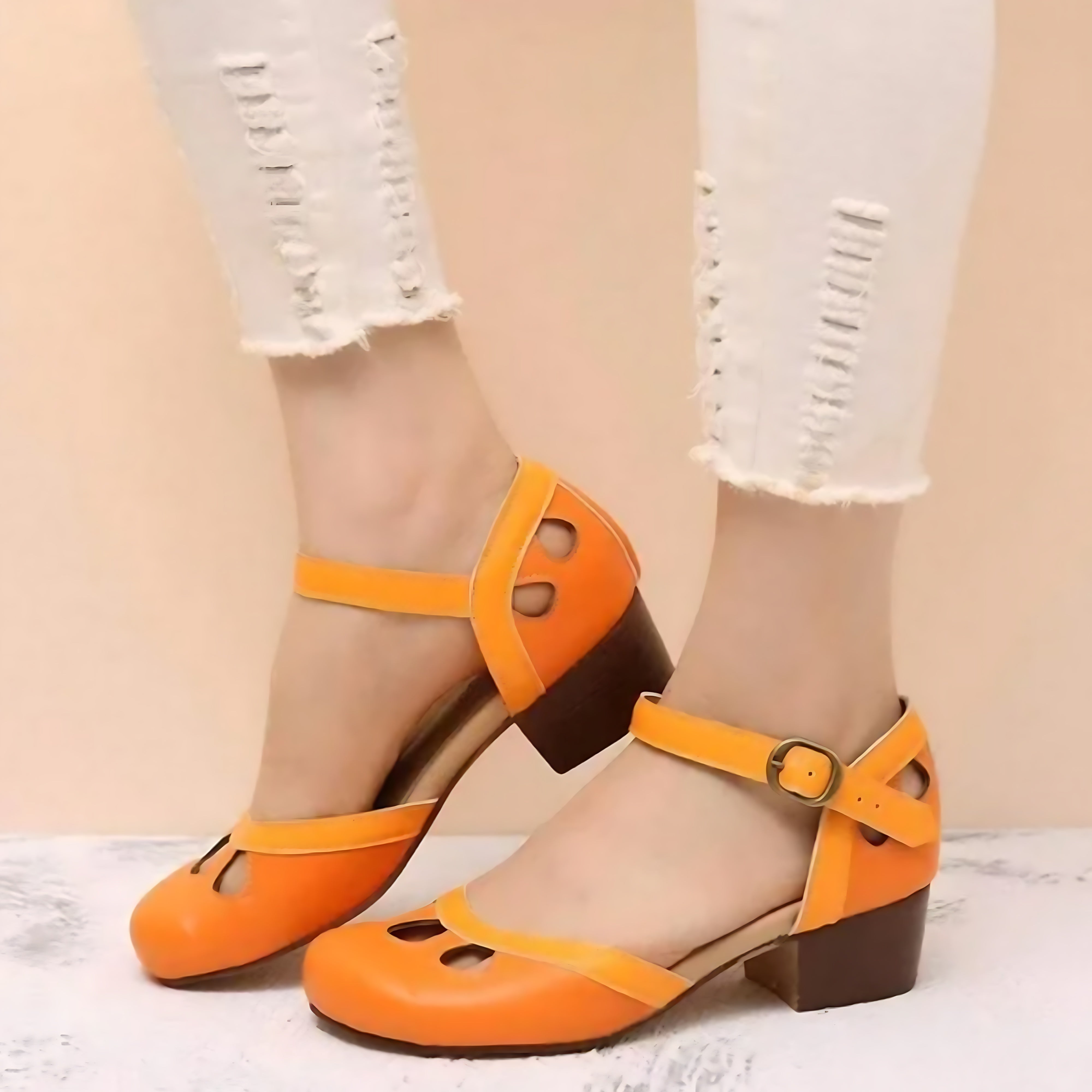 Matilda – Cutout Mary Jane Block Heels