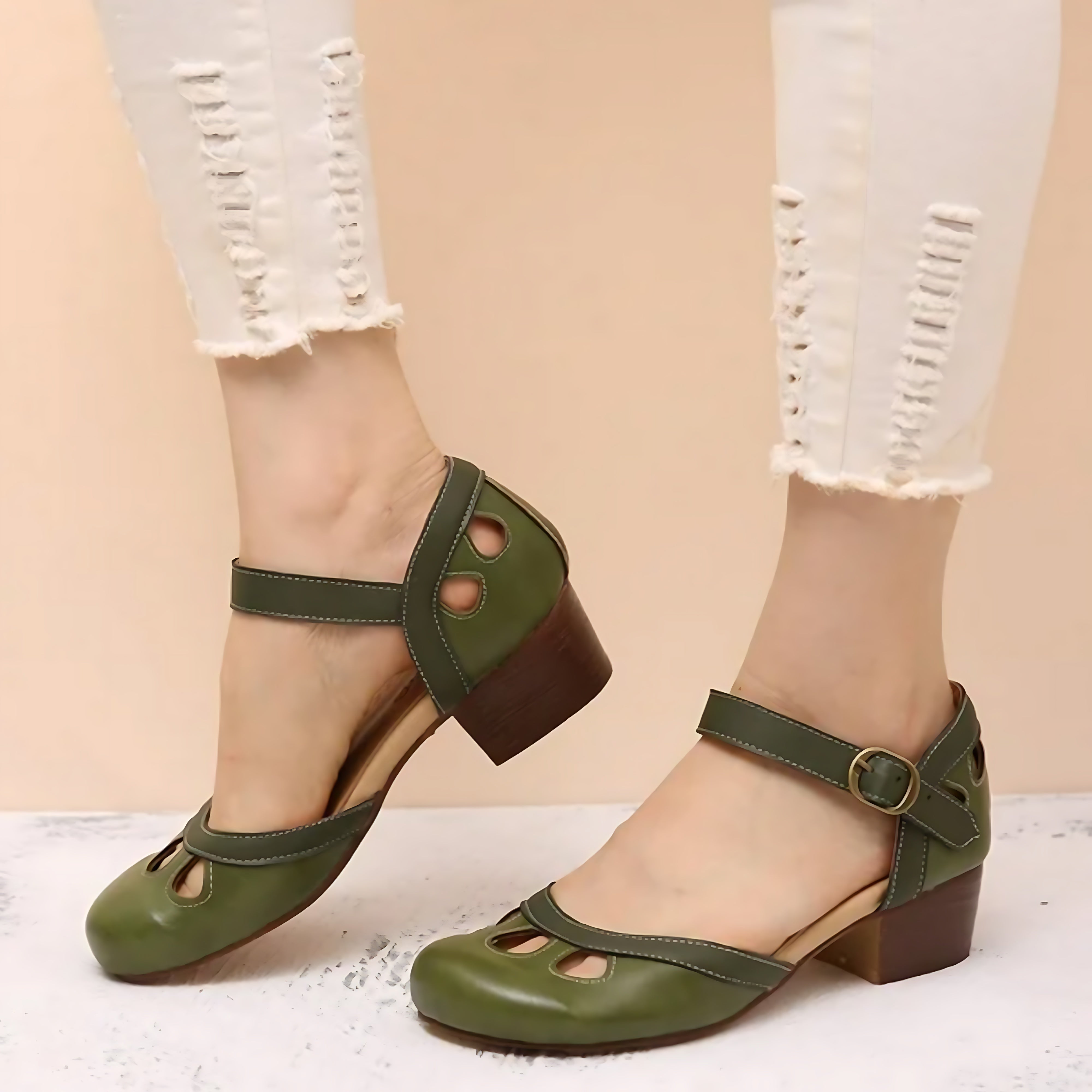 Matilda – Cutout Mary Jane Block Heels