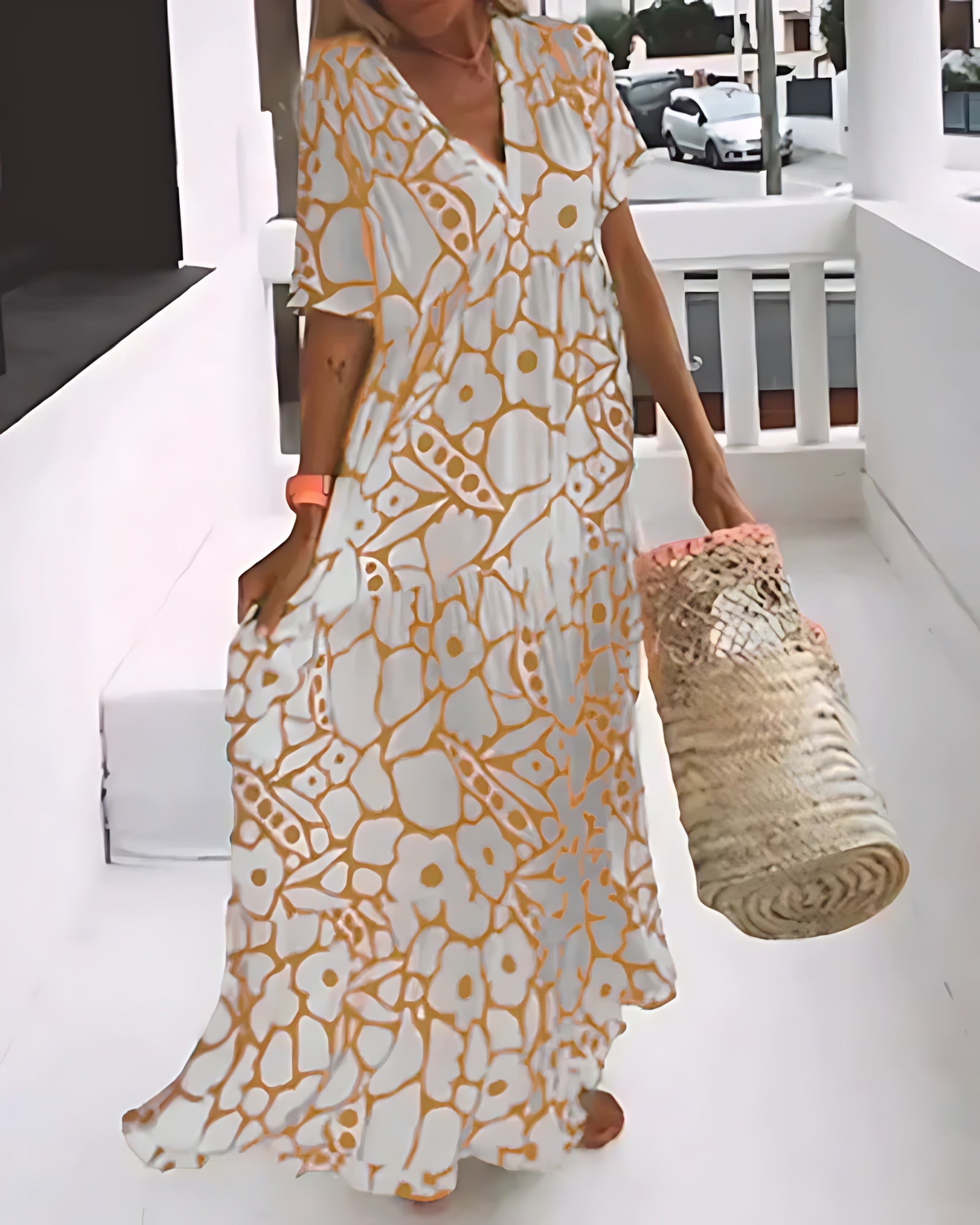 Matilda – Floral Print V Neck Summer Maxi Dress