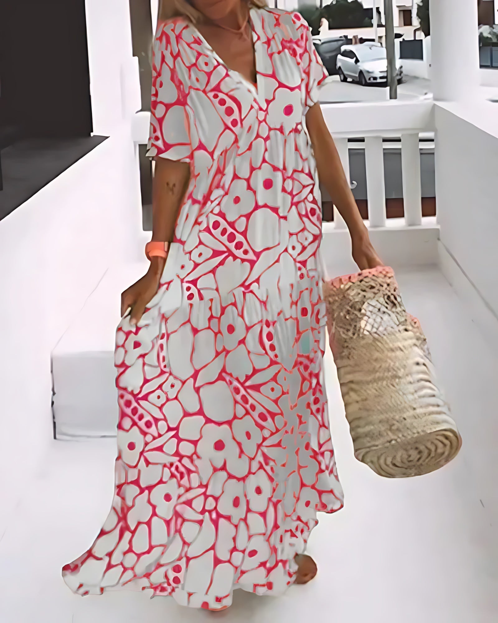 Matilda – Floral Print V Neck Summer Maxi Dress