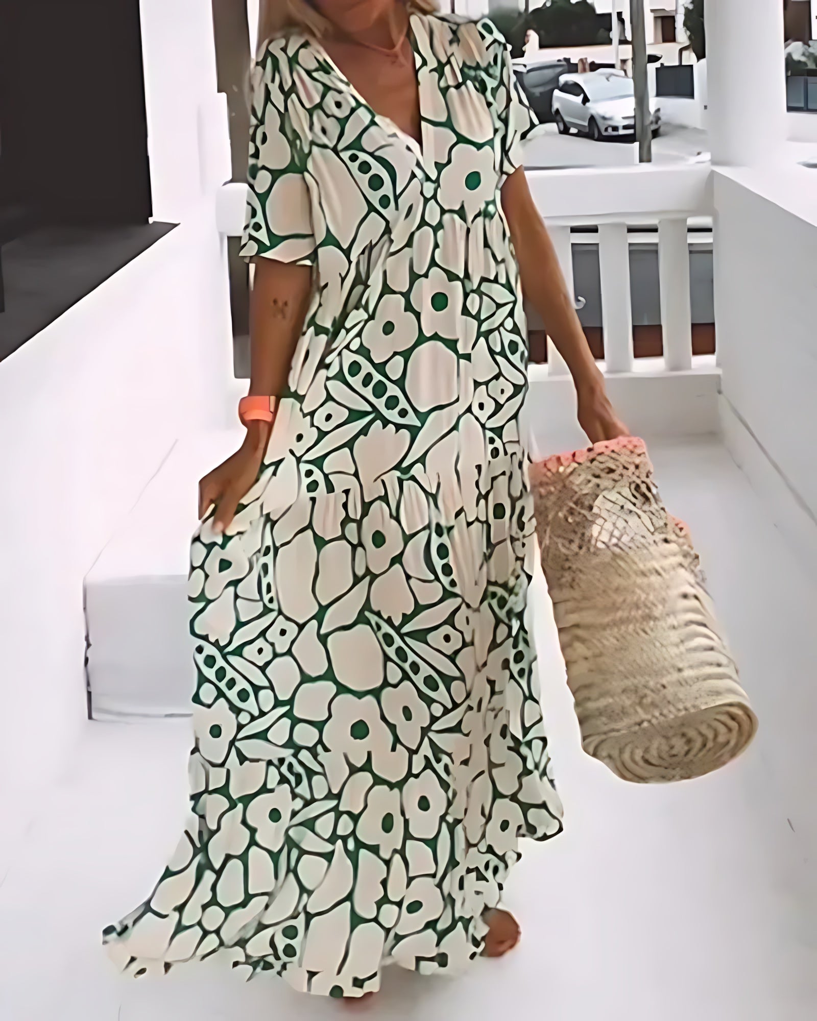Matilda – Floral Print V Neck Summer Maxi Dress