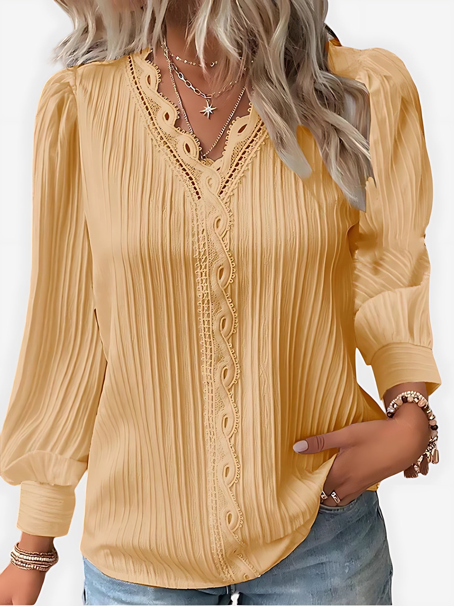 Matilda – Ruffle V Neck Puff Sleeve Blouse