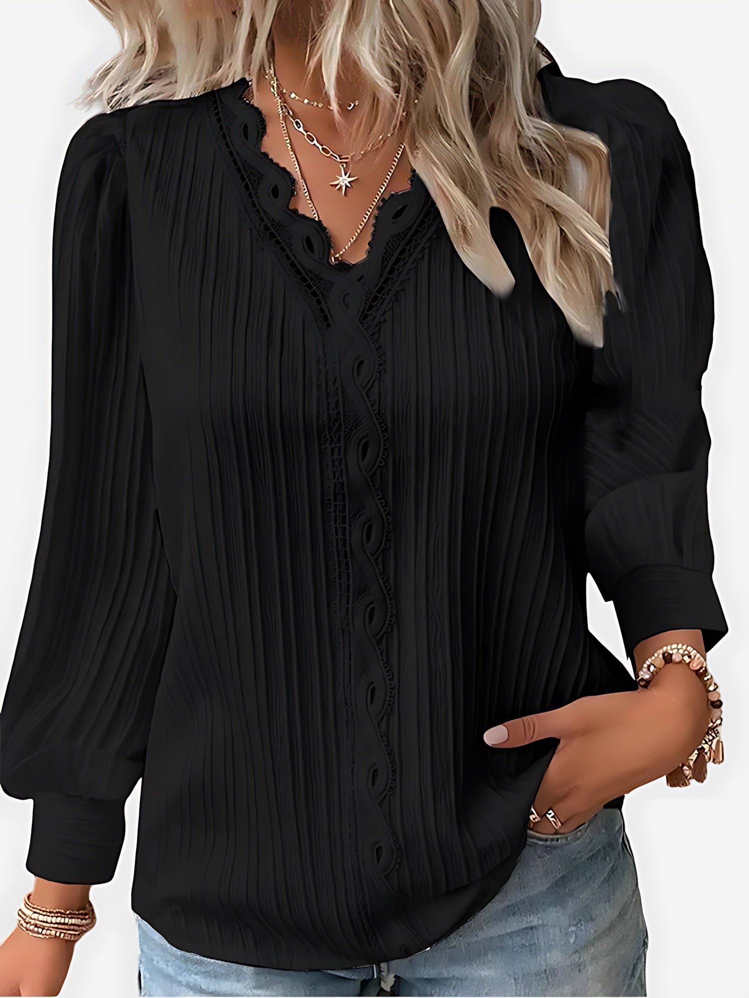 Matilda – Ruffle V Neck Puff Sleeve Blouse