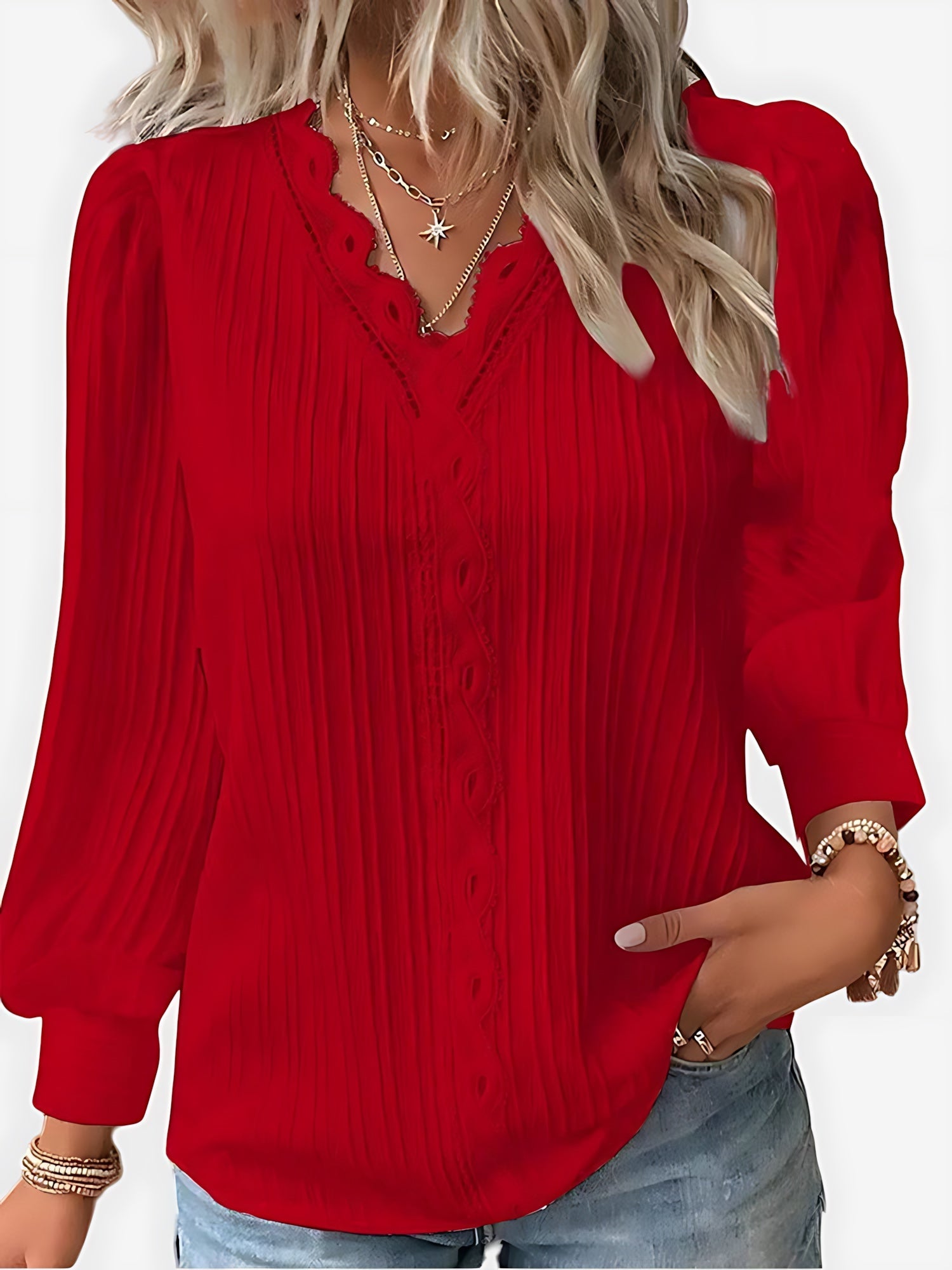 Matilda – Ruffle V Neck Puff Sleeve Blouse