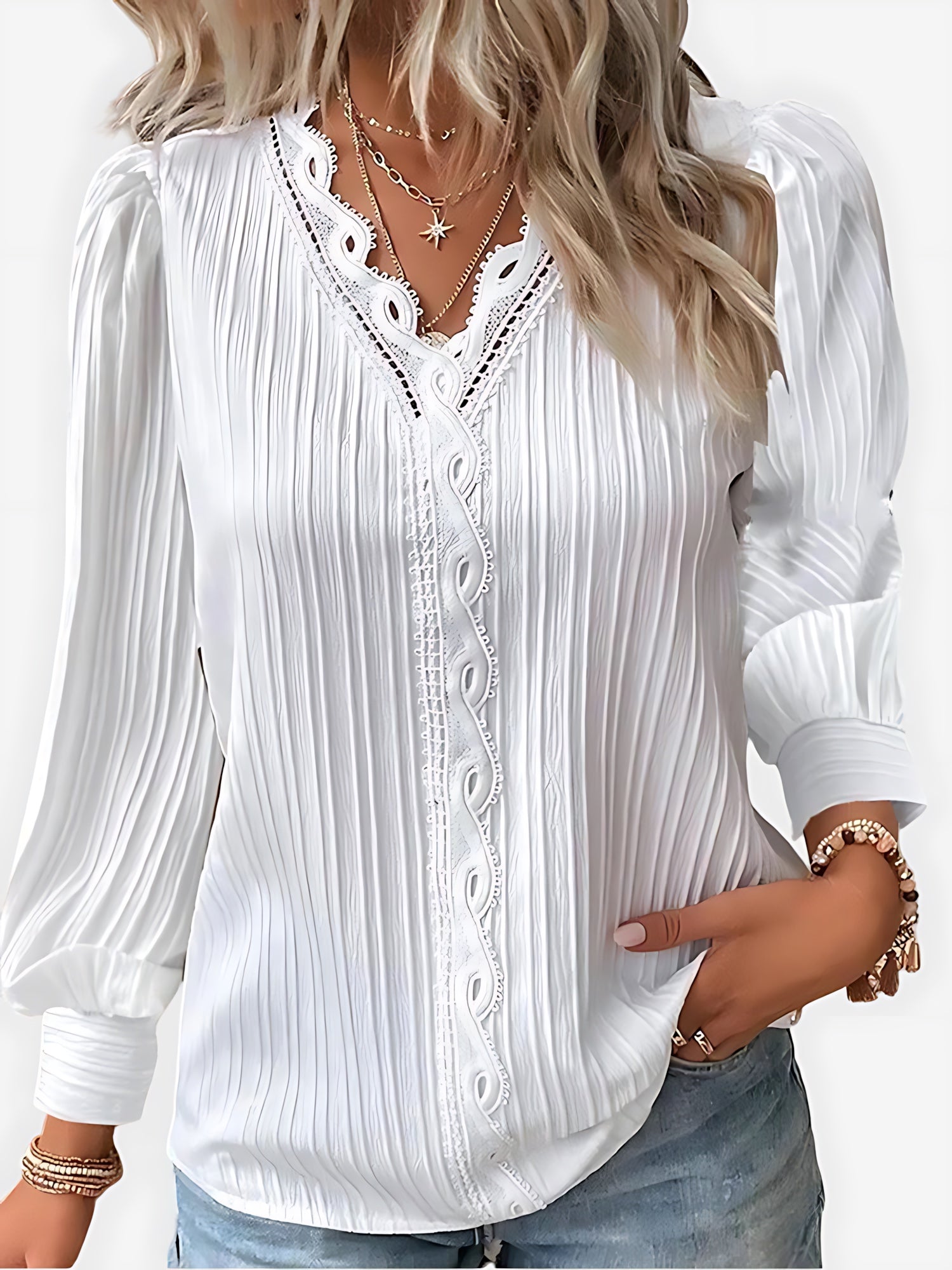 Matilda – Ruffle V Neck Puff Sleeve Blouse