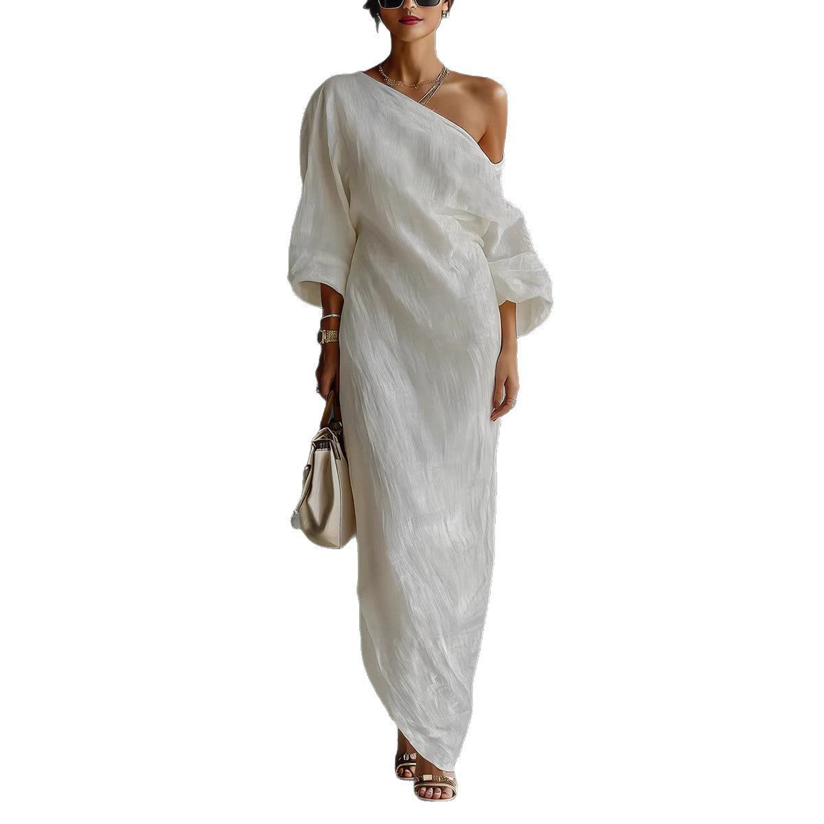 Rose – Off Shoulder Lantern Sleeve Vacation Maxi Dress