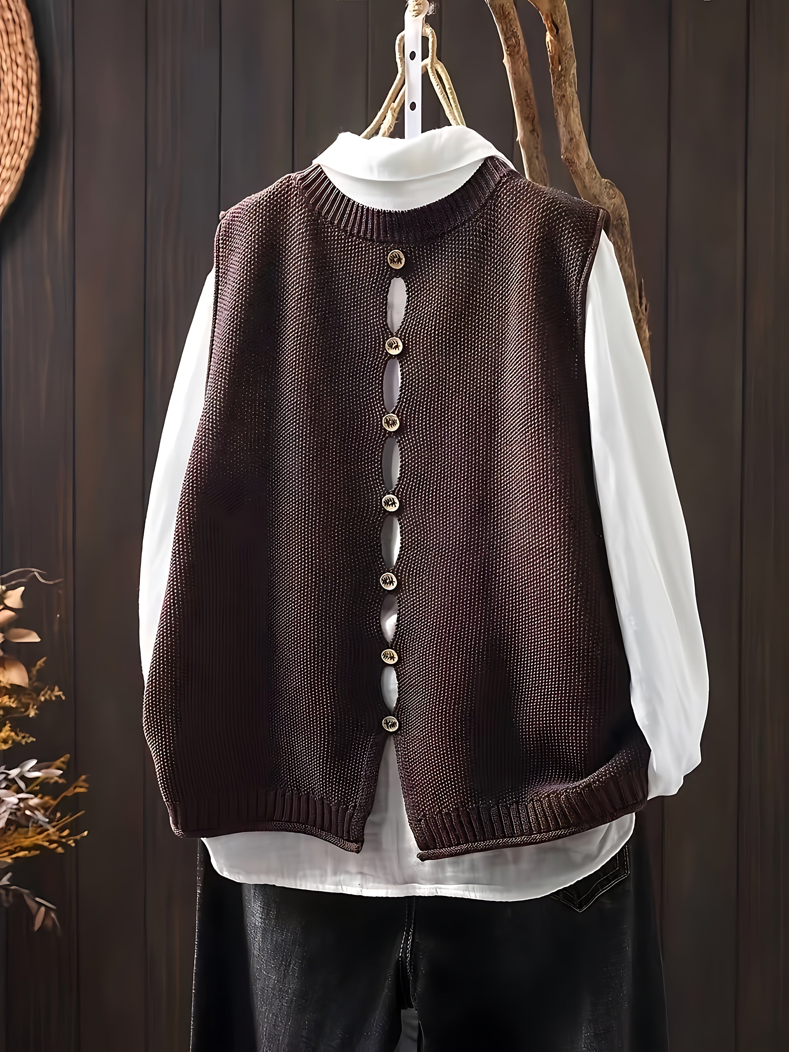 Maya – Button Up Knit Sweater Vest
