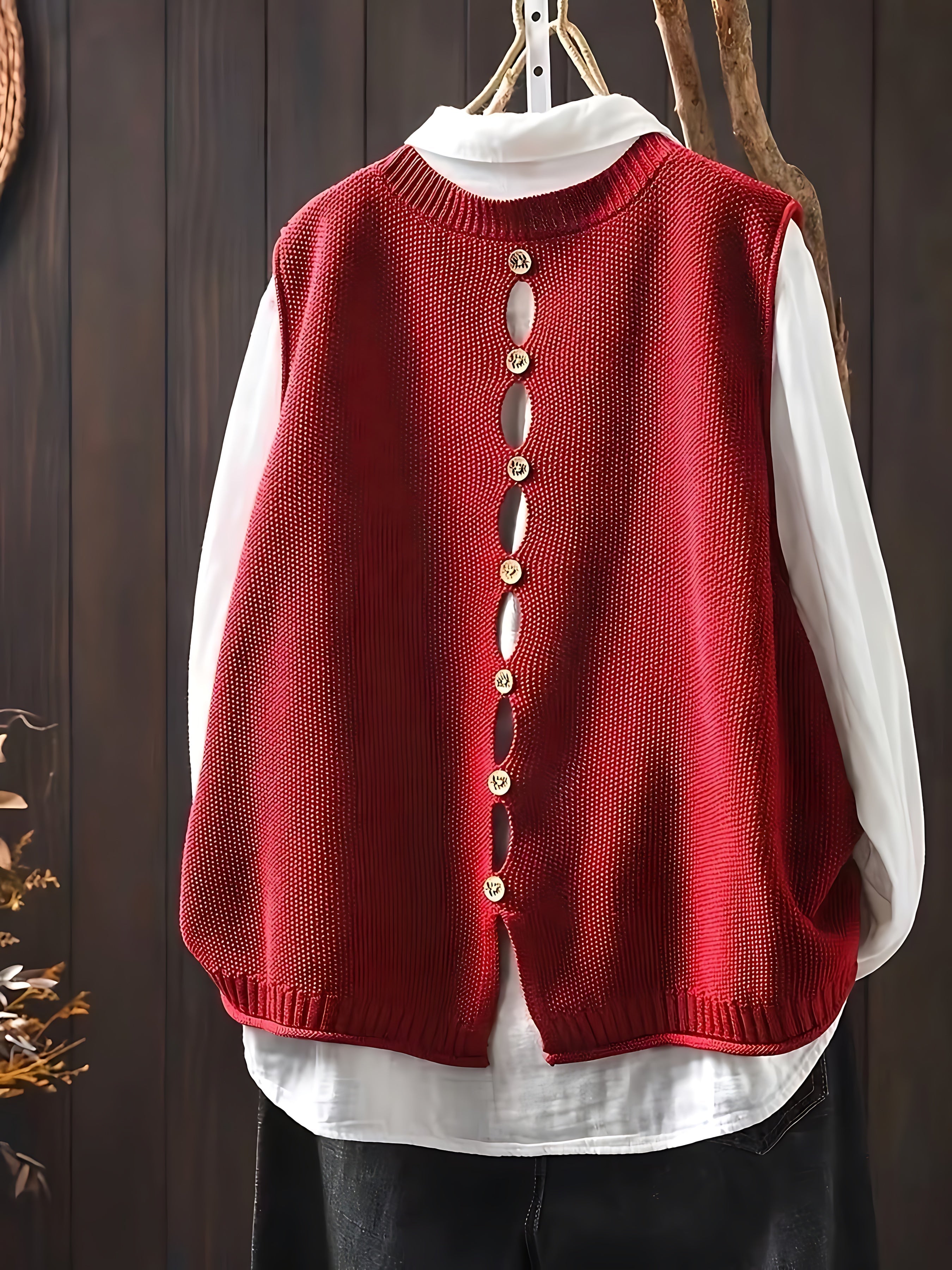 Maya – Button Up Knit Sweater Vest