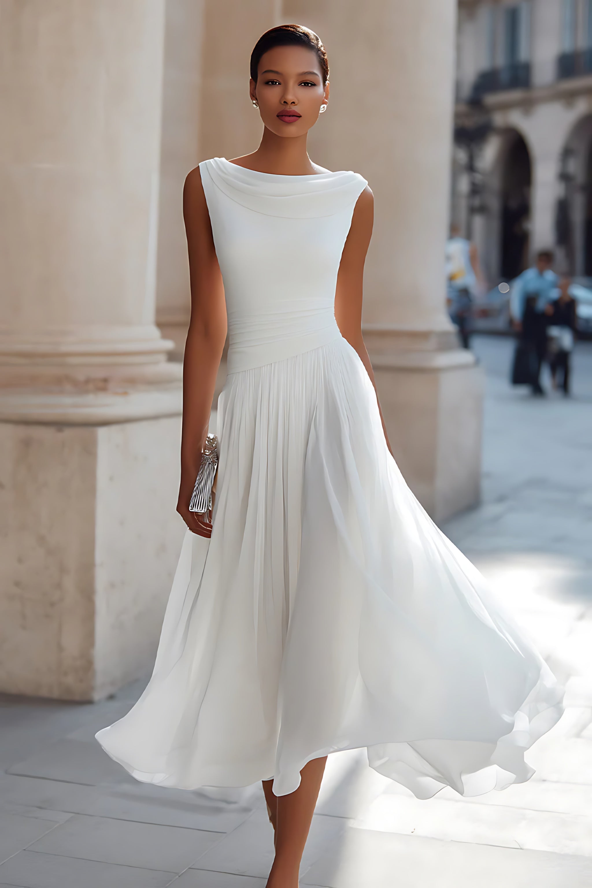 Maya – Pleated A Line Formal Maxi Dress