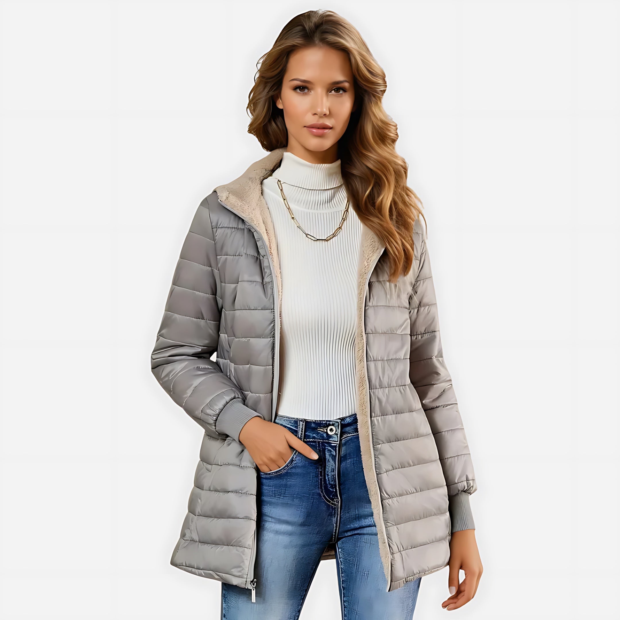 Maya – Quilted Mid Length Puffer Coat