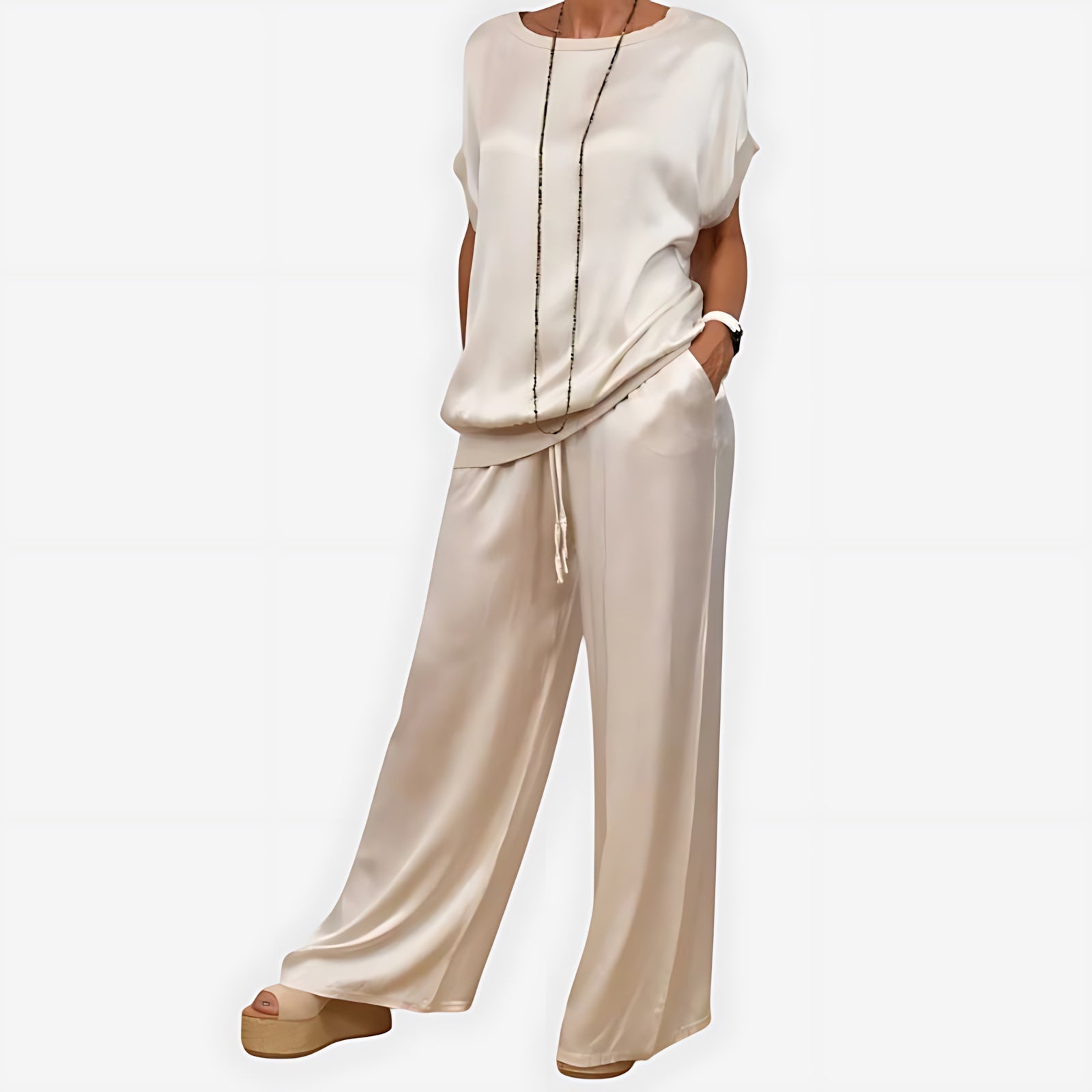 Maya – Satin Top and Palazzo Pants Set