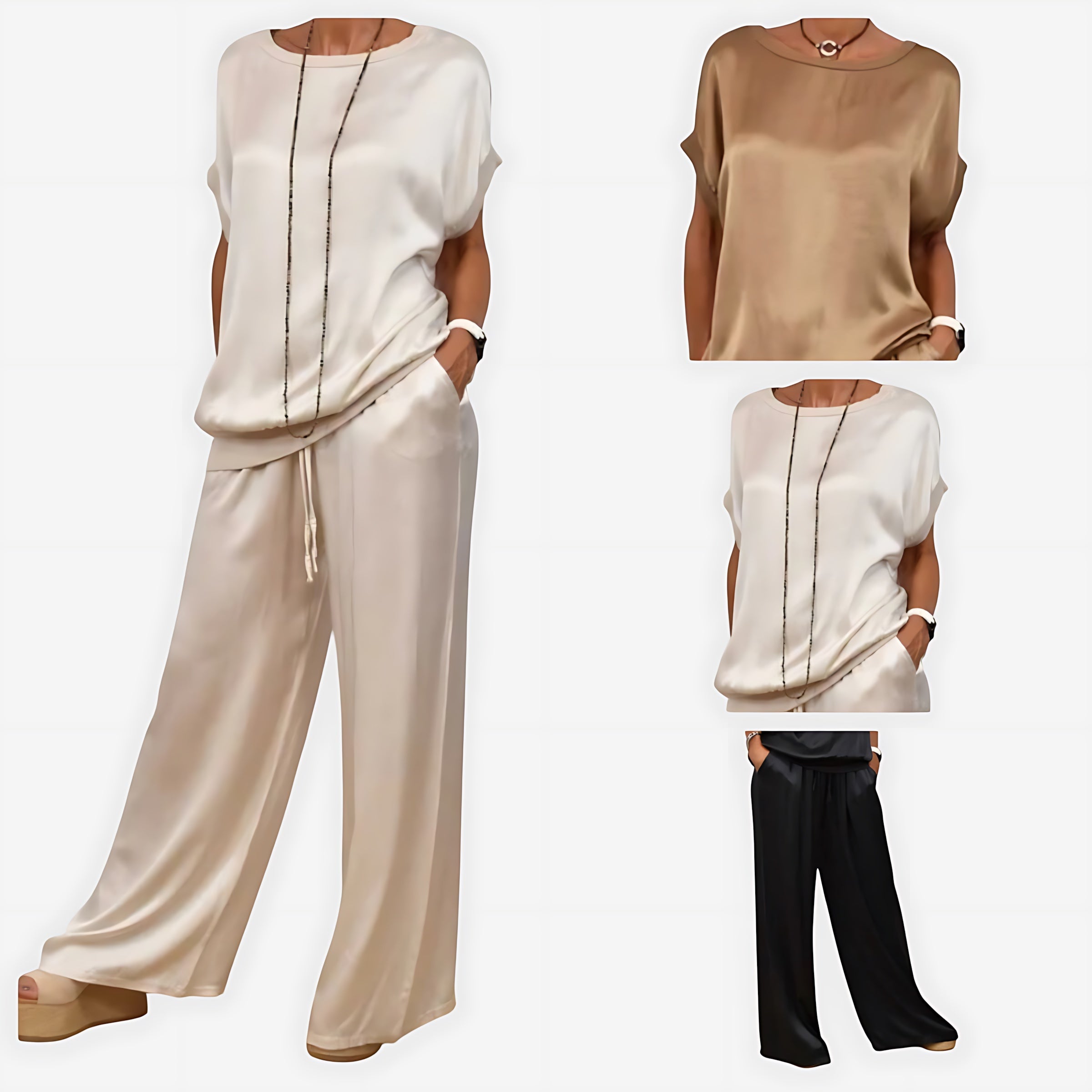 Maya – Satin Top and Palazzo Pants Set