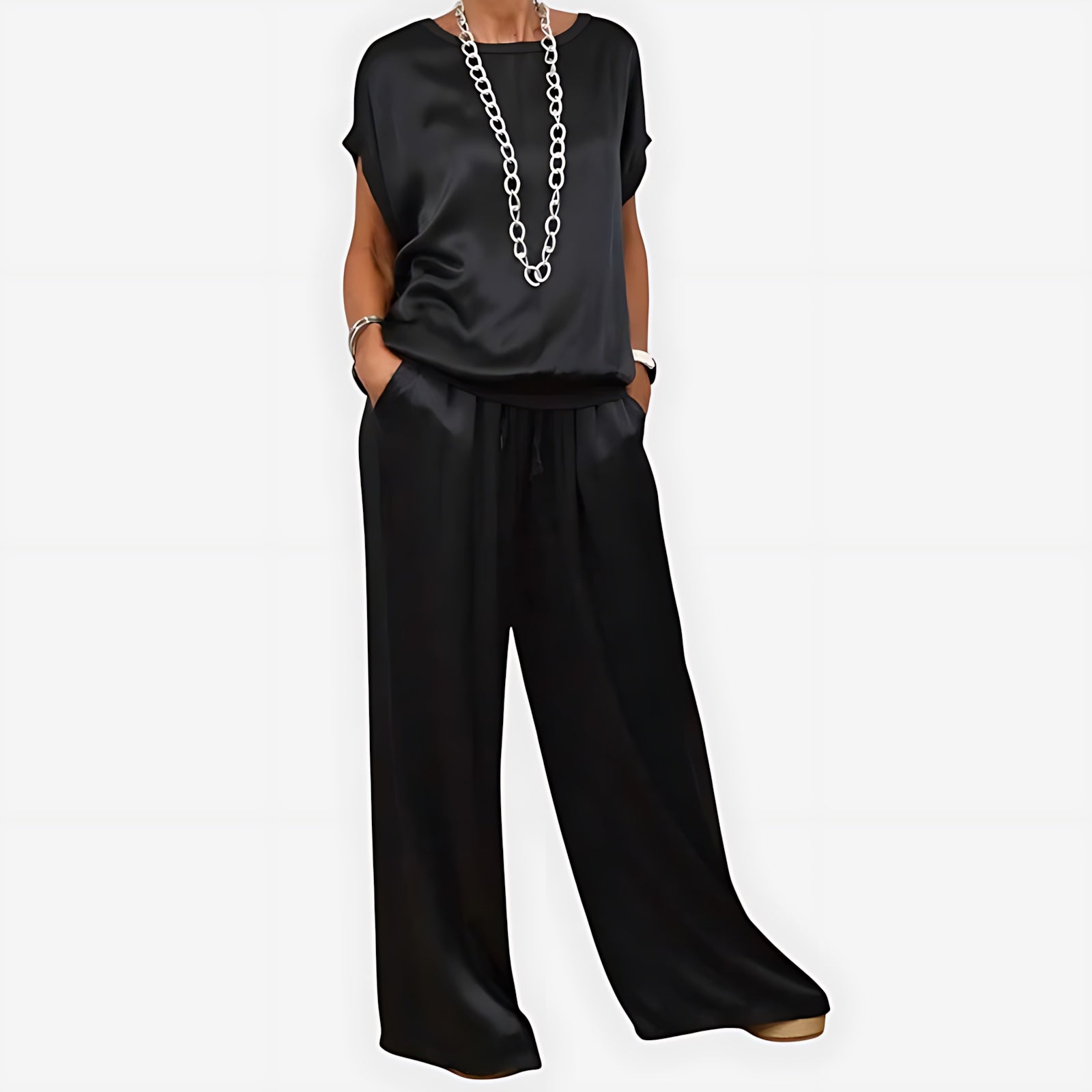 Maya – Satin Top and Palazzo Pants Set