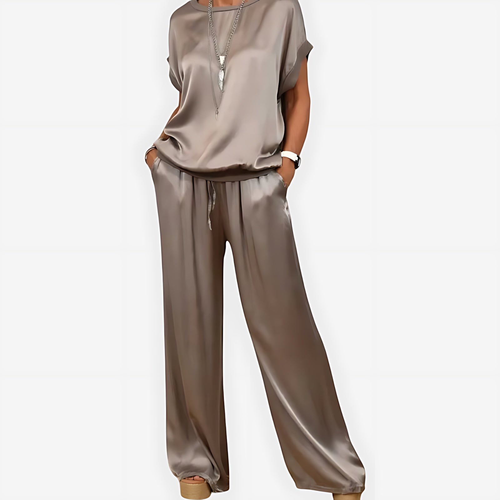 Maya – Satin Top and Palazzo Pants Set