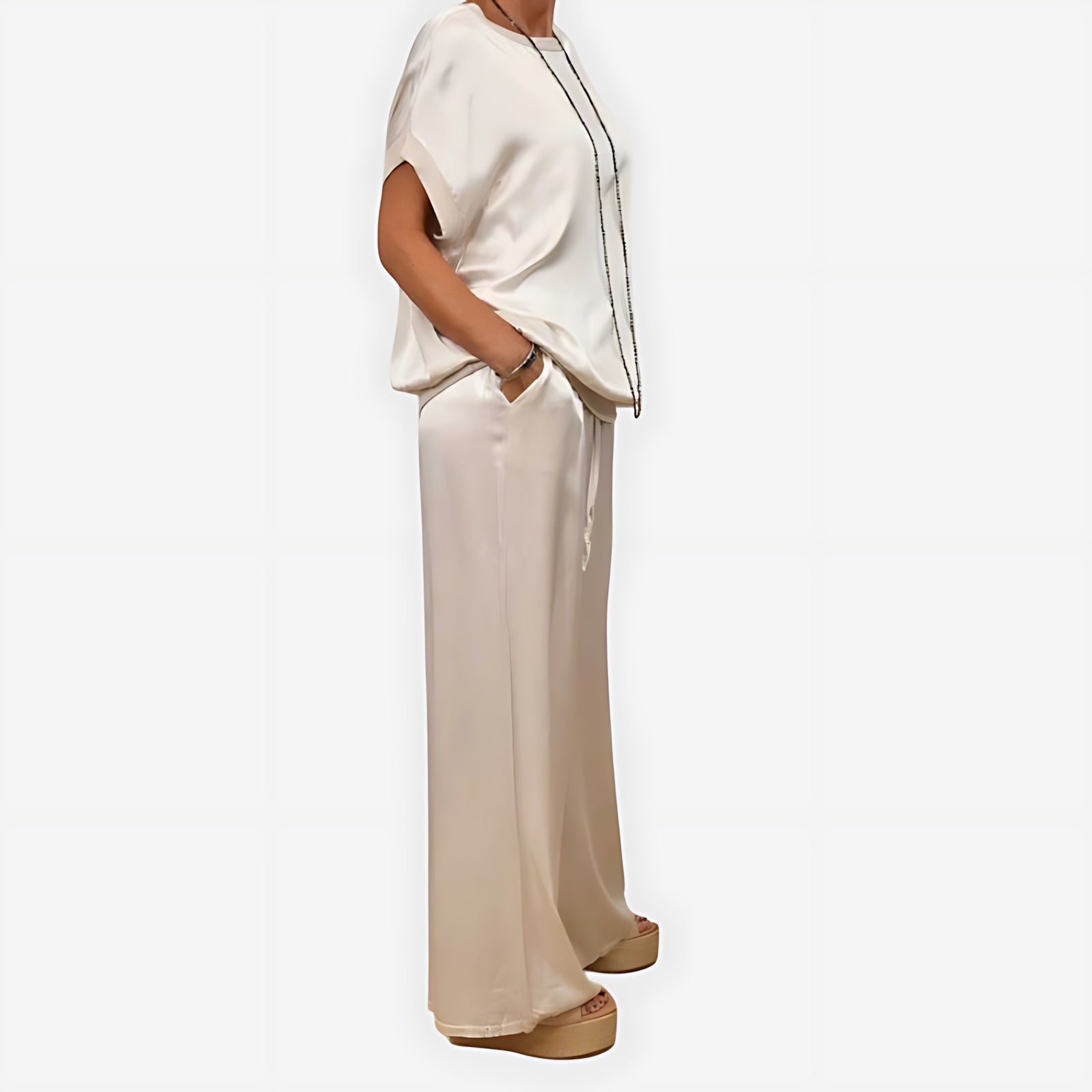 Maya – Satin Top and Palazzo Pants Set