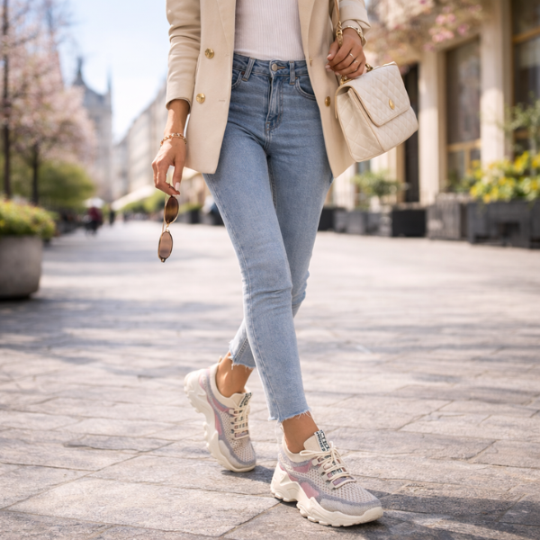 Ophelia – Mesh Panel Lace Up Chunky Platform Sneakers