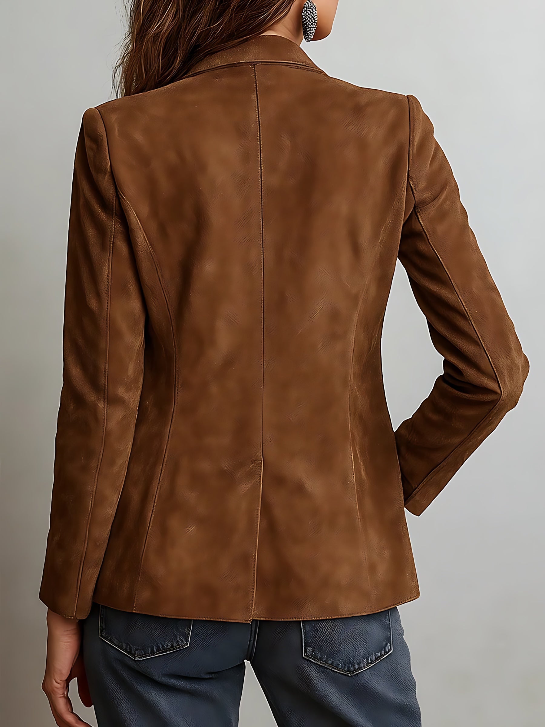 Mia – Faux Suede Tailored Blazer