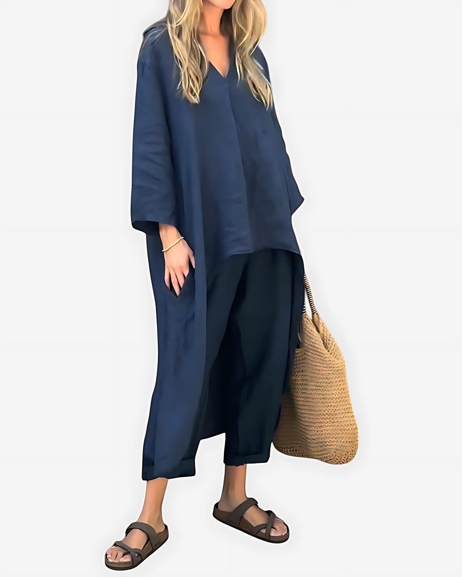 Mia – Oversized Top and Cropped Wide Leg Pants Set