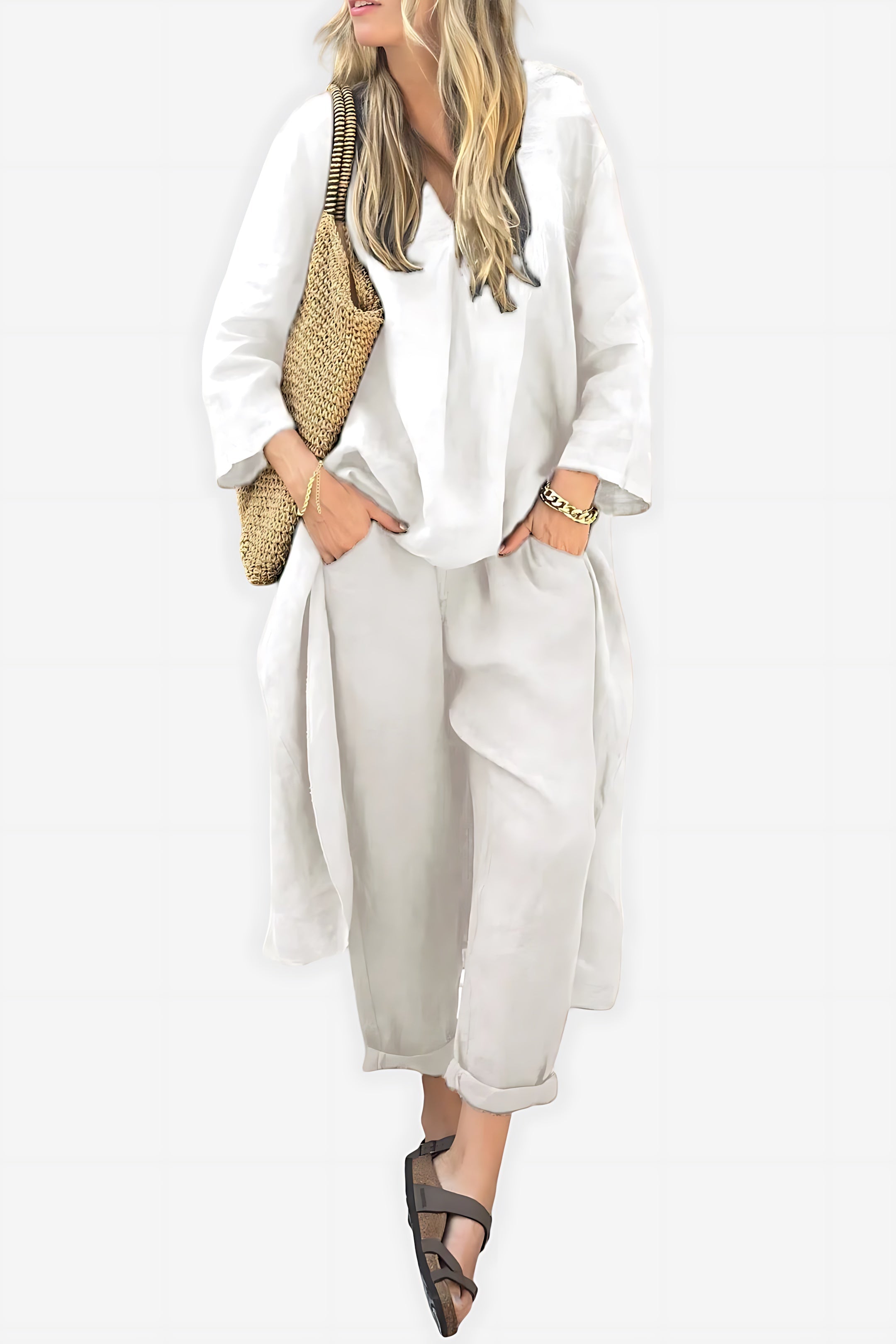Mia – Oversized Top and Cropped Wide Leg Pants Set