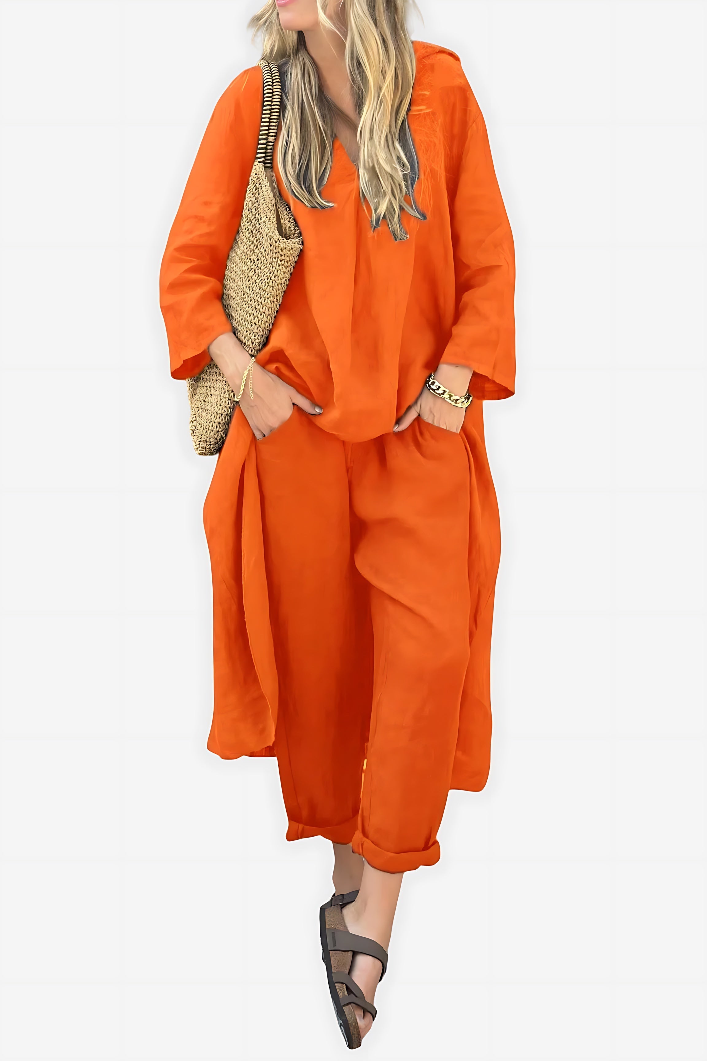Mia – Oversized Top and Cropped Wide Leg Pants Set