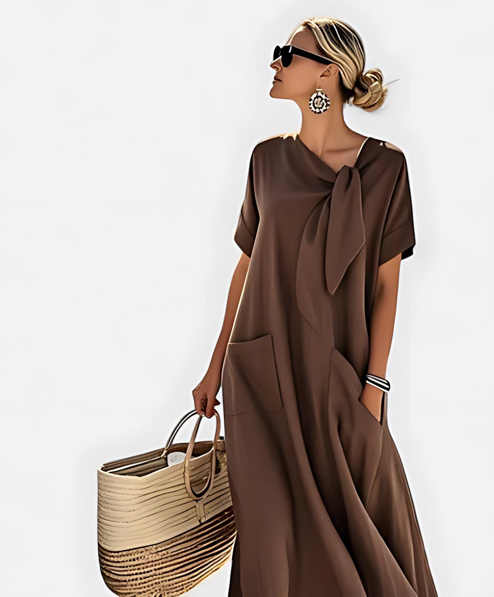 Mia – Short Sleeve Oversized Flowy Maxi Dress