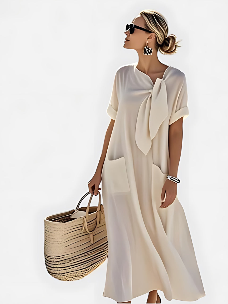 Mia – Short Sleeve Oversized Flowy Maxi Dress