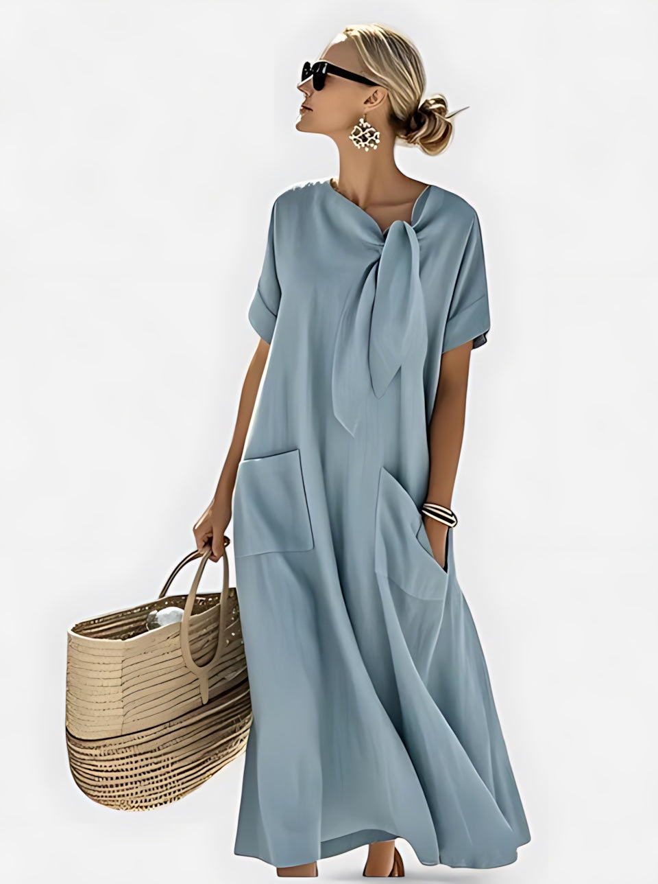 Mia – Short Sleeve Oversized Flowy Maxi Dress
