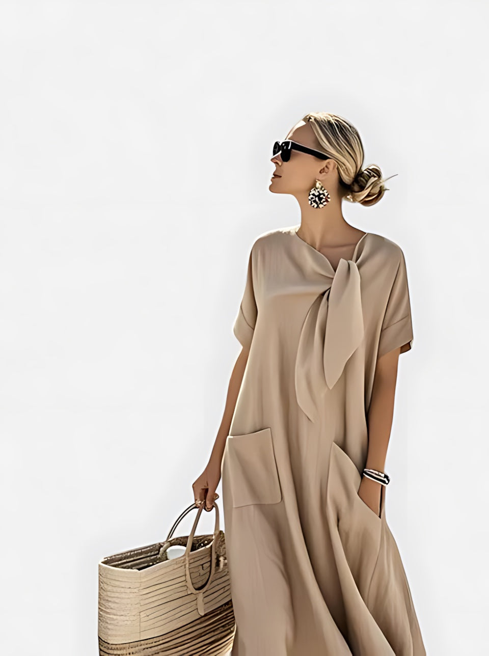 Mia – Short Sleeve Oversized Flowy Maxi Dress
