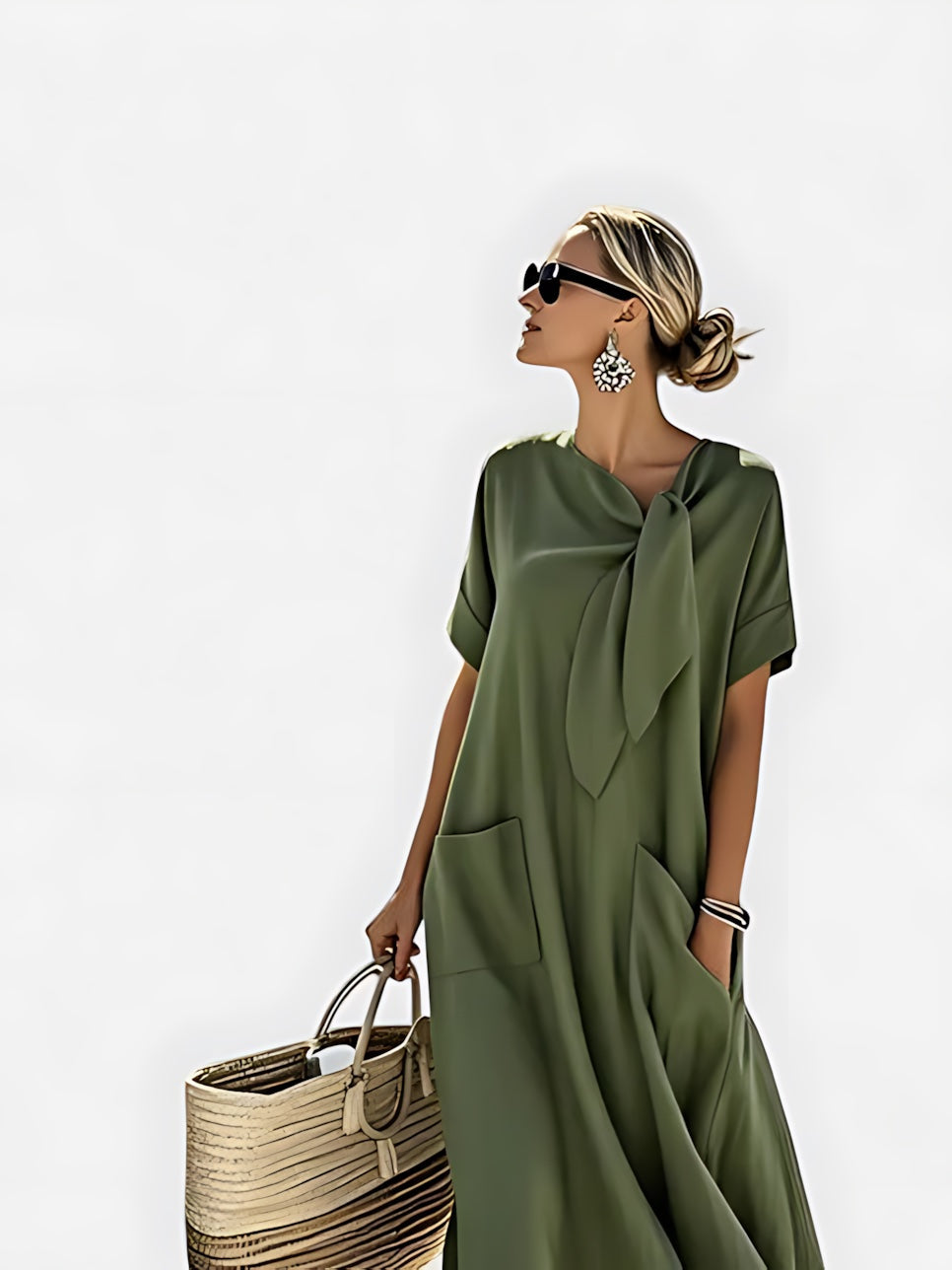 Mia – Short Sleeve Oversized Flowy Maxi Dress