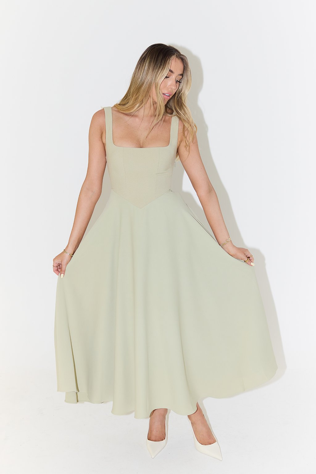 Arya – Square Neck Fit and Flare Midi Dress