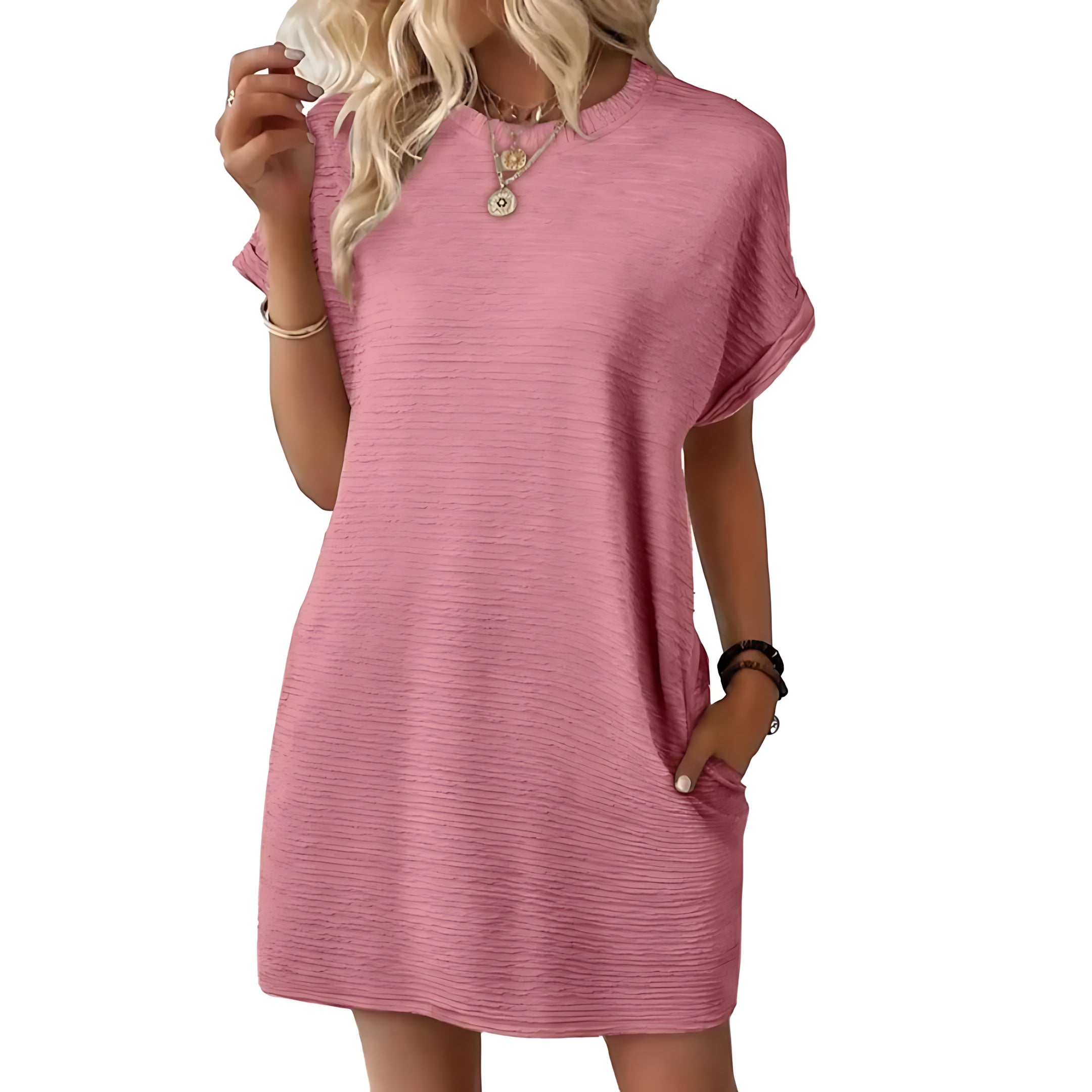 Mila – Crew Neck Short Sleeve T Shirt Mini Dress