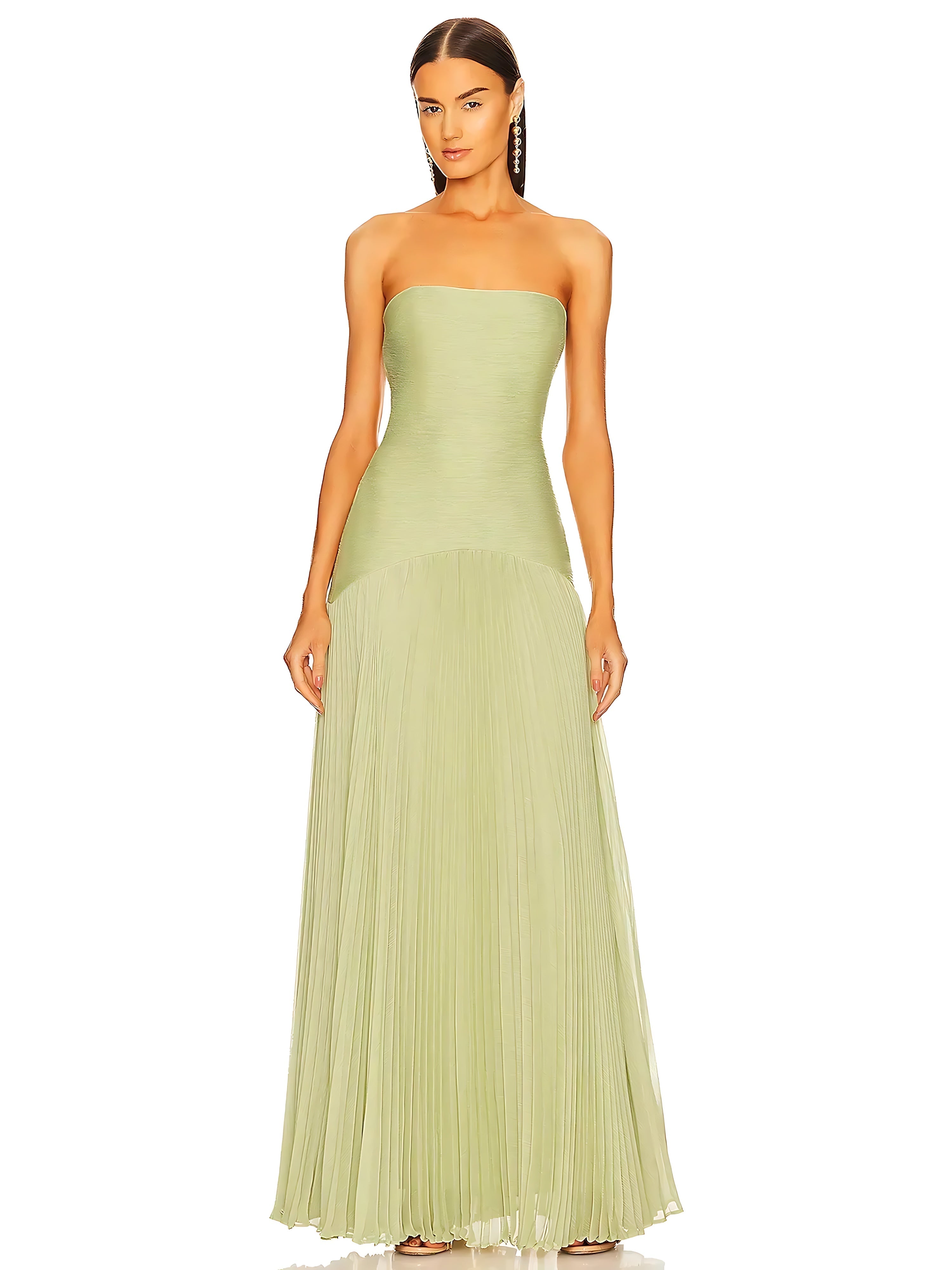 Mila – Strapless Pleated Formal Maxi Dress