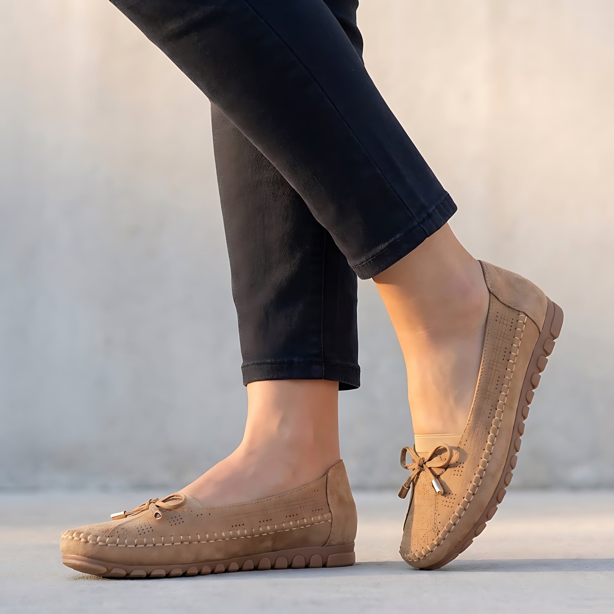 Mila – Suede Bow Slip On Loafers