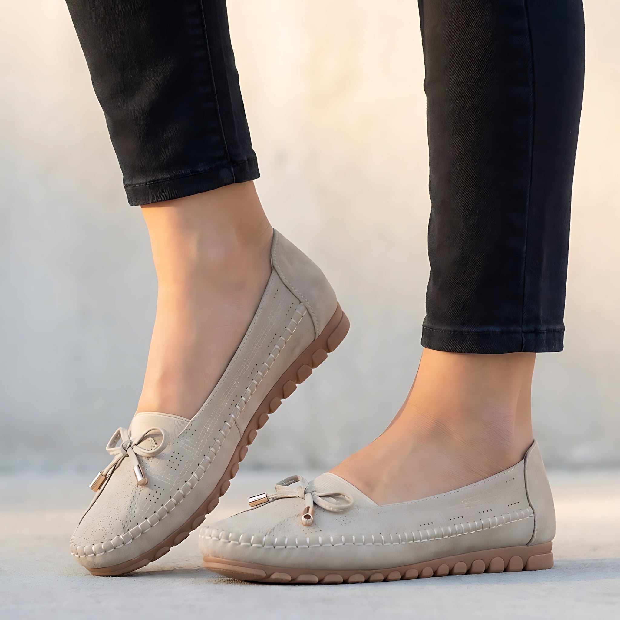 Mila – Suede Bow Slip On Loafers