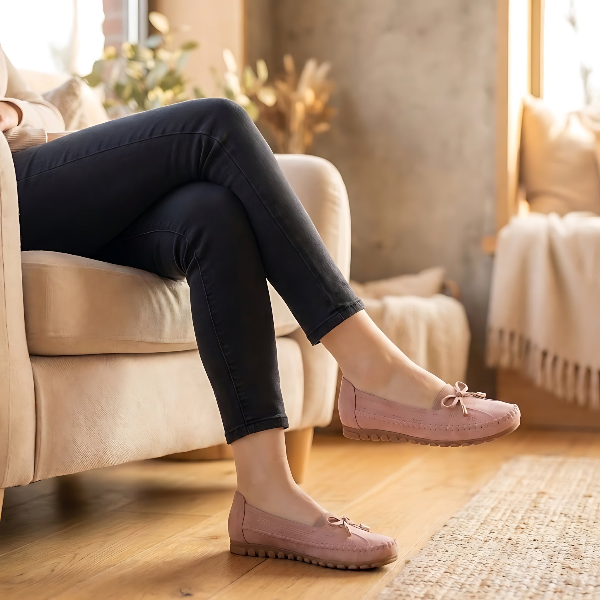 Mila – Suede Bow Slip On Loafers