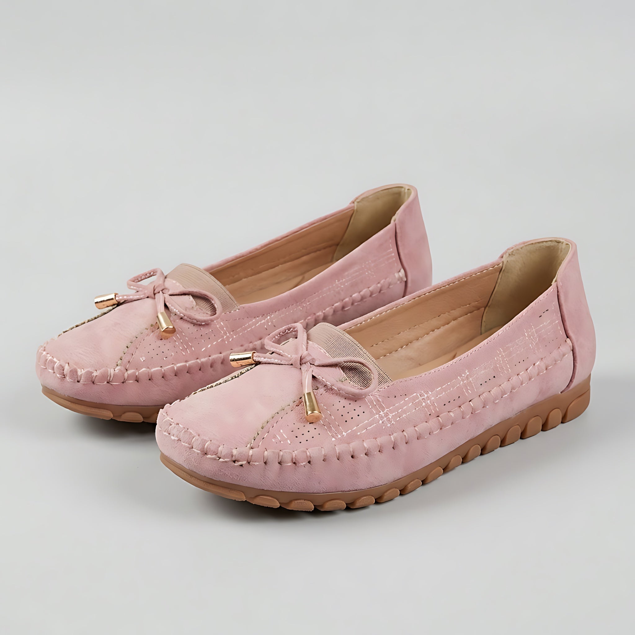 Mila – Suede Bow Slip On Loafers