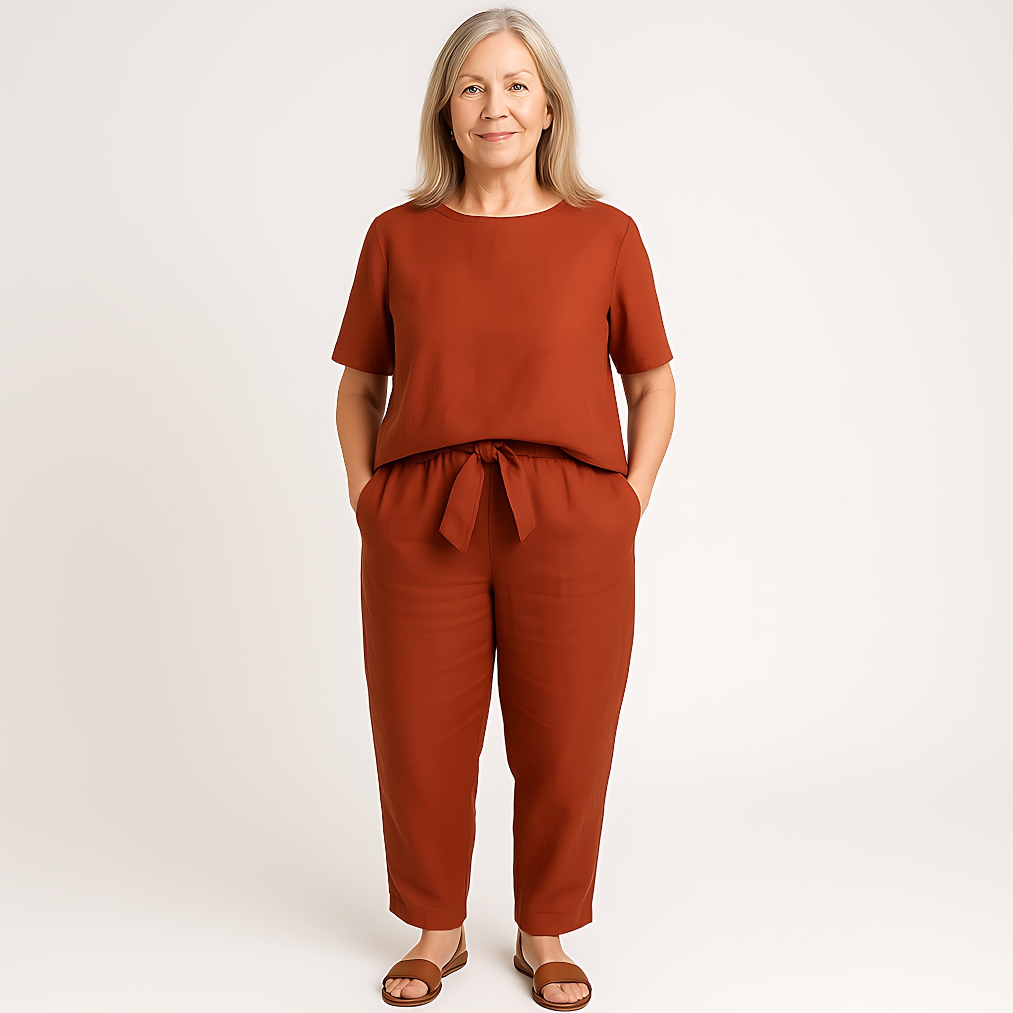 Millie – Short Sleeve Top and Tapered Cropped Pants Set