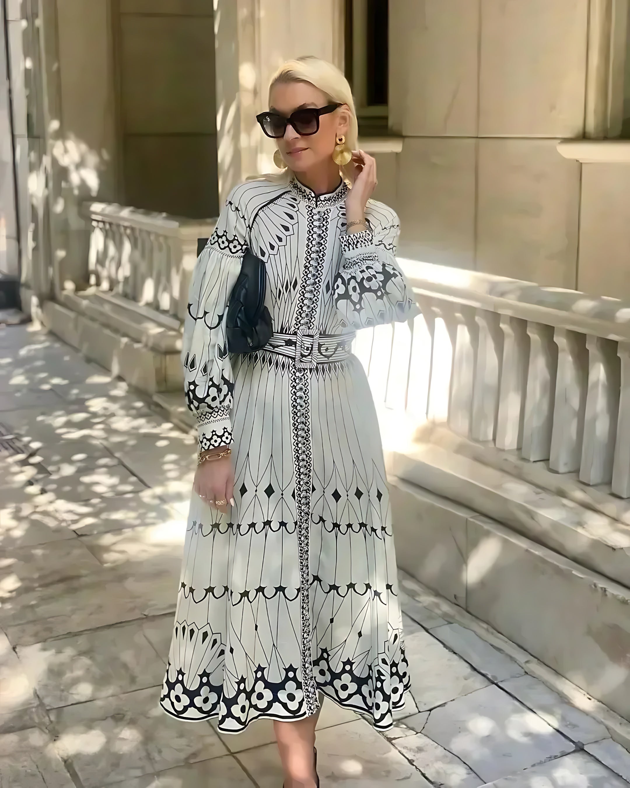 Molly – Boho Print Long Sleeve Maxi Dress