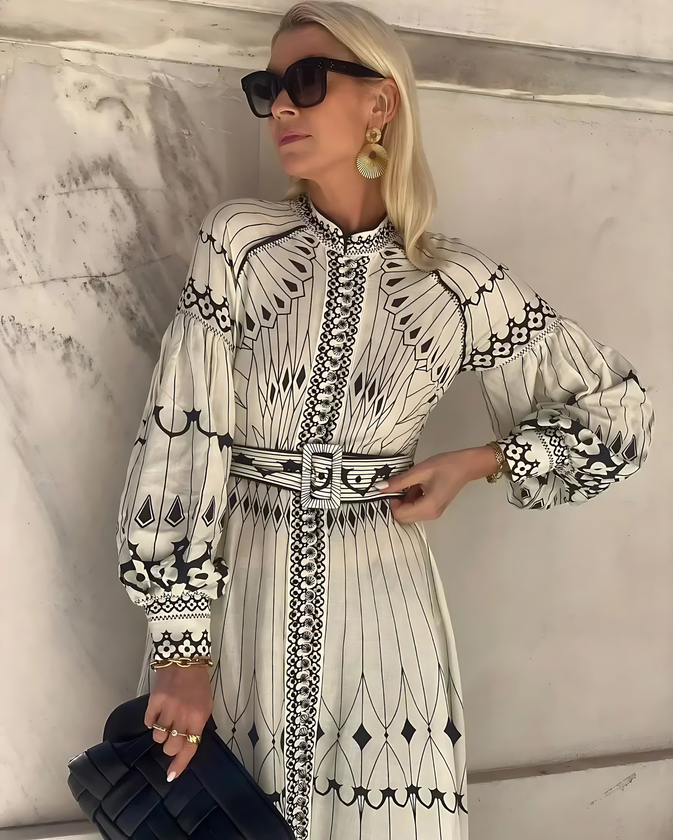 Molly – Boho Print Long Sleeve Maxi Dress