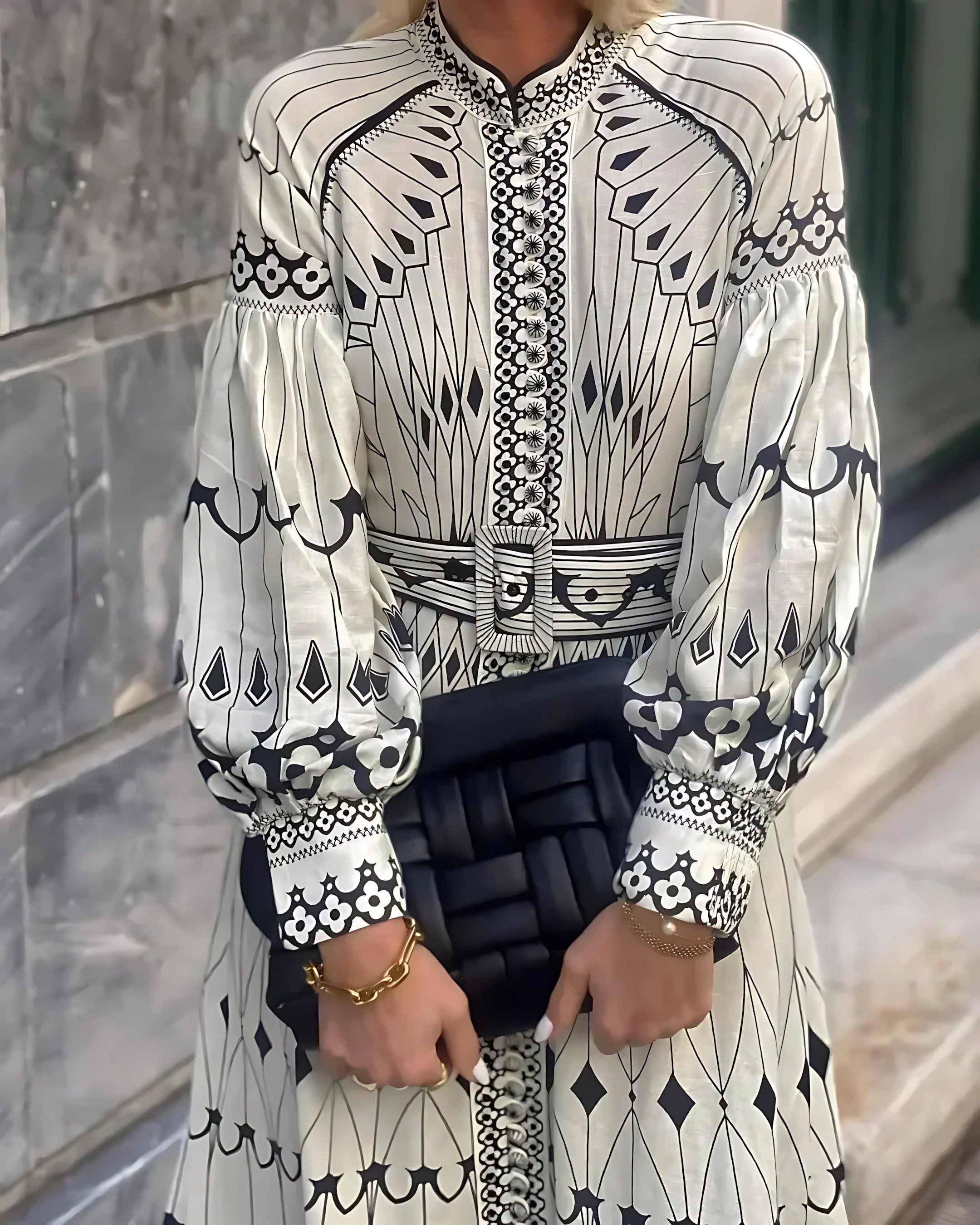 Molly – Boho Print Long Sleeve Maxi Dress