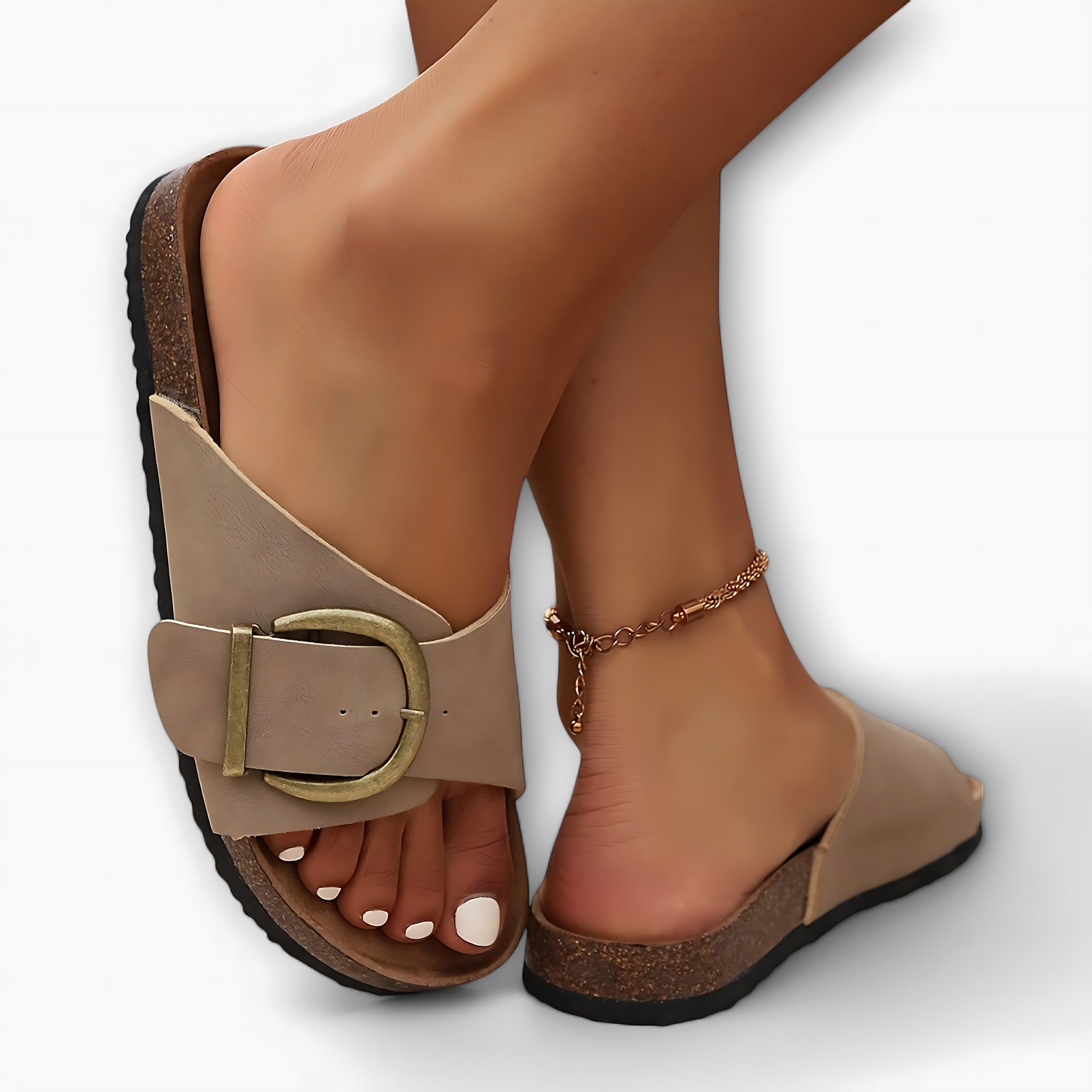Molly – Cork Sole Flat Slide Sandals
