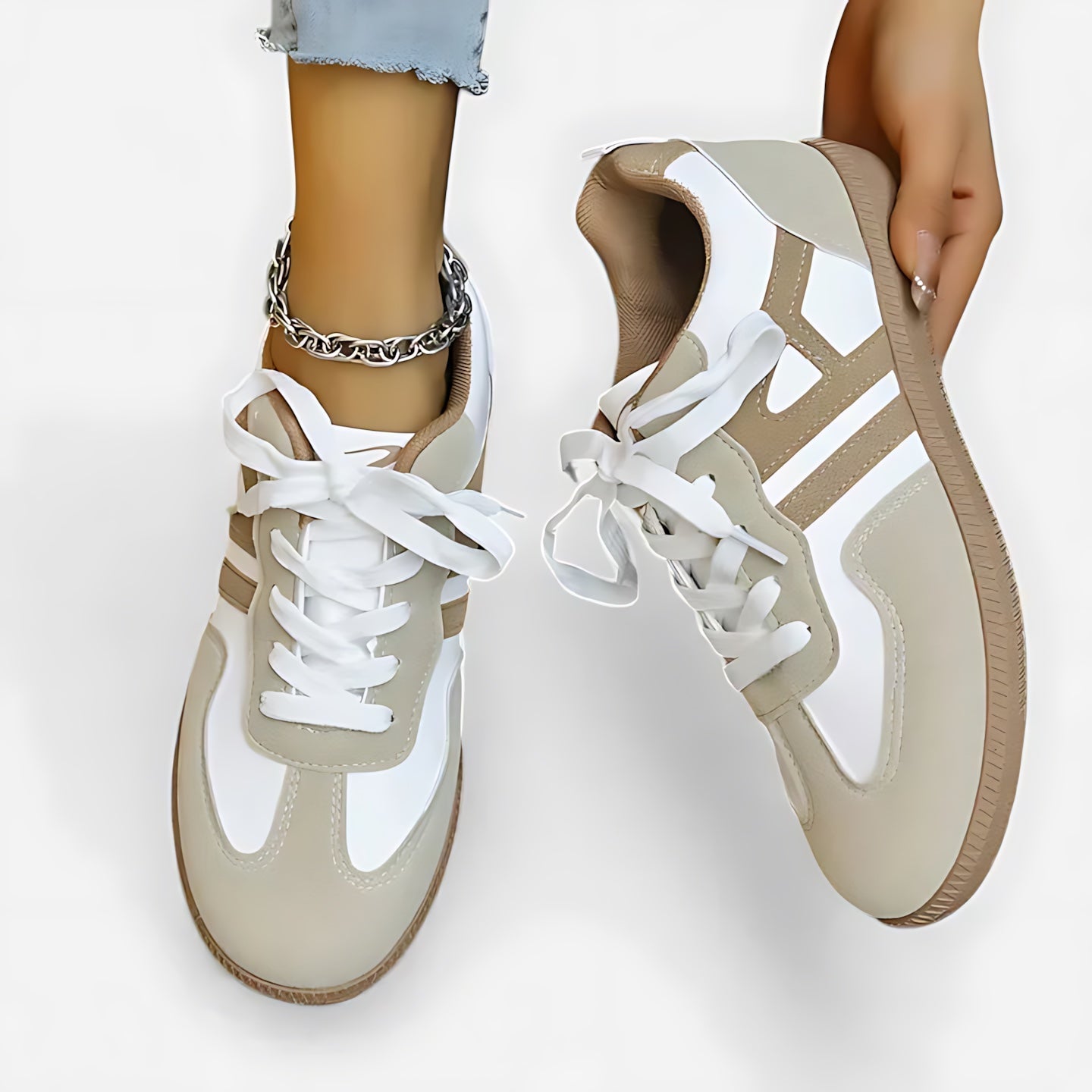 Molly – Retro Colorblock Lace Up Low Top Sneakers