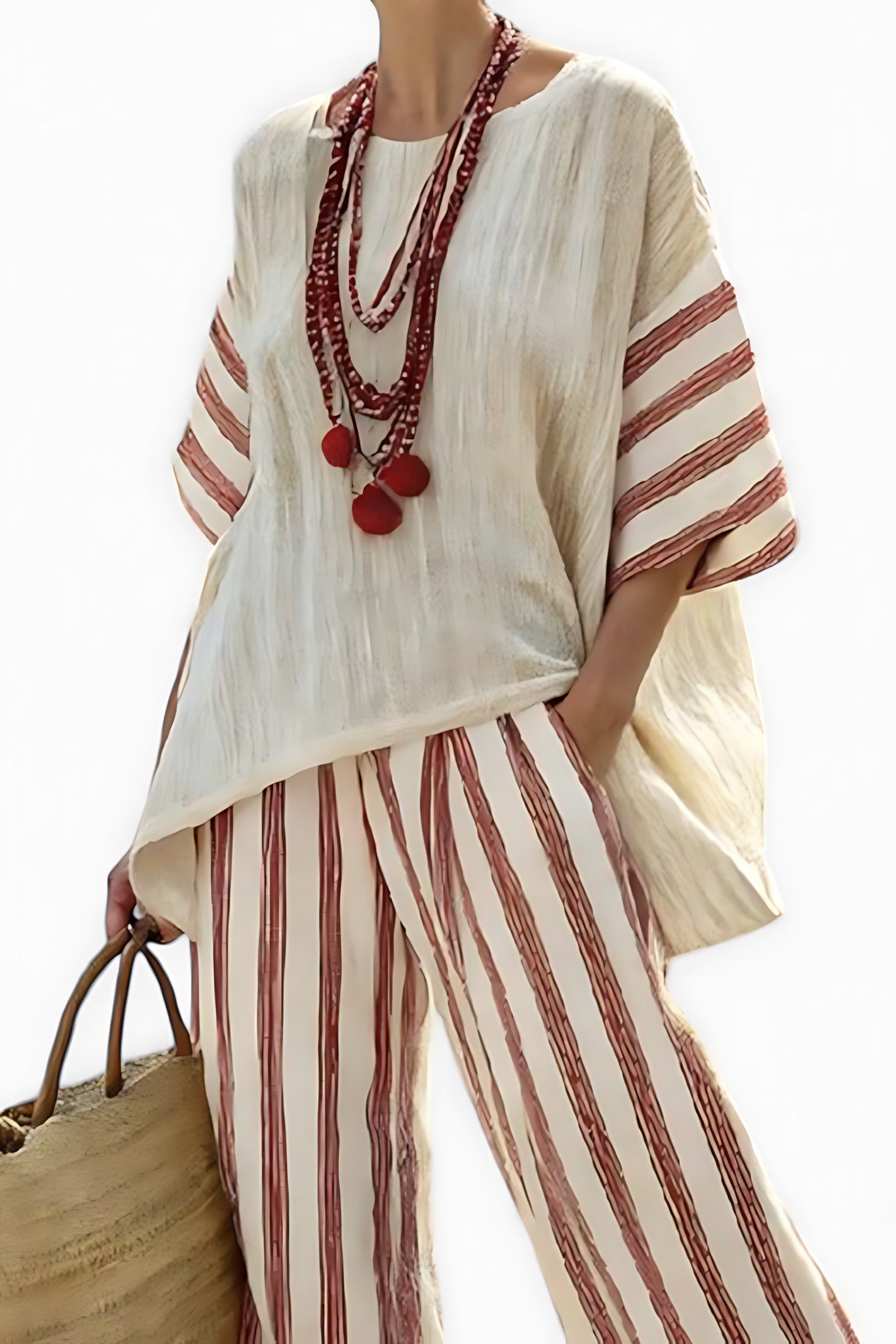 Molly – Striped Oversized Top and Wide Leg Pants Set