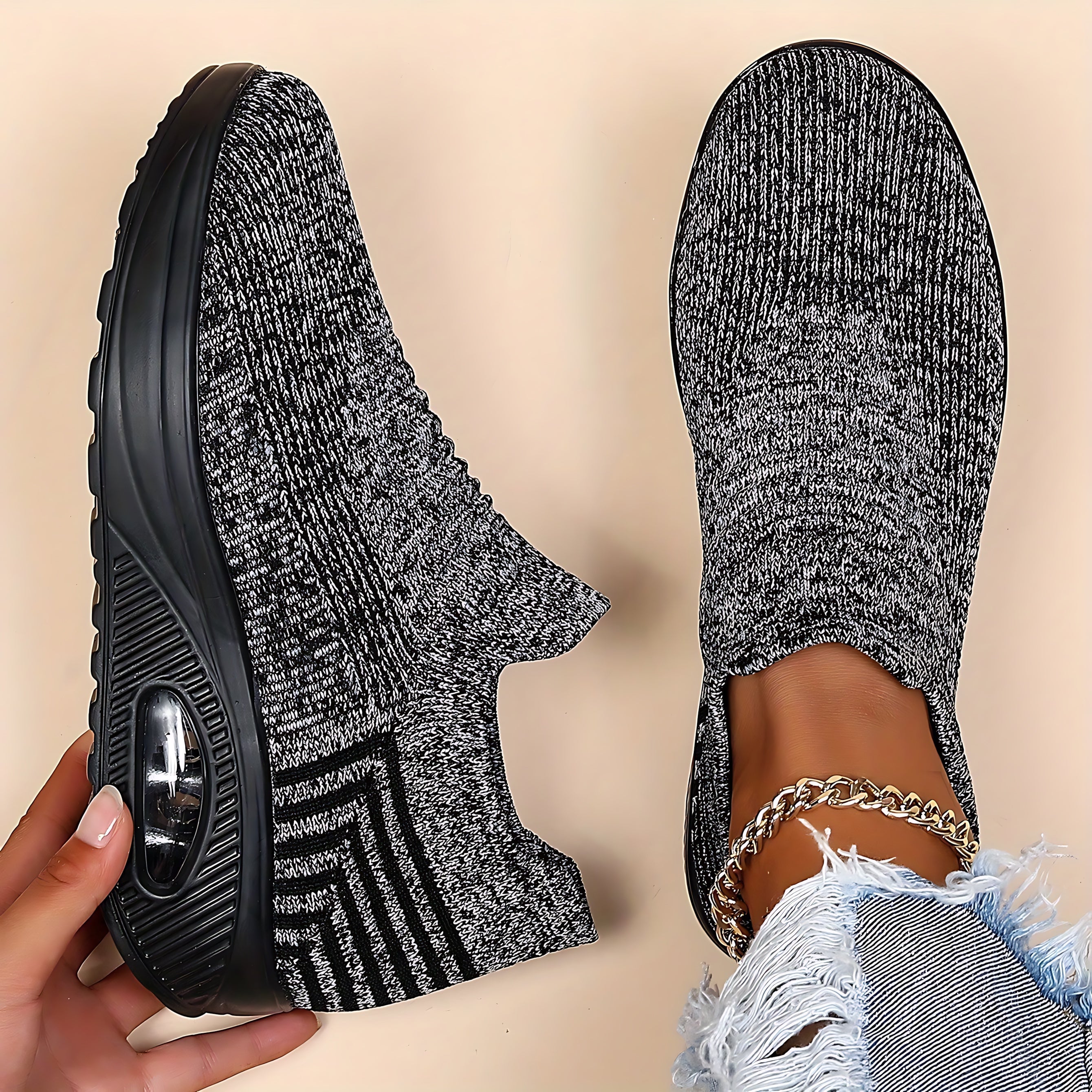 Nadia – Knit Sock Slip On Sneakers